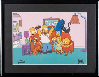 I Simpson – Sericel - Matt Groening - in Cornice - 28 X 35 CM (11”x14” Inch)