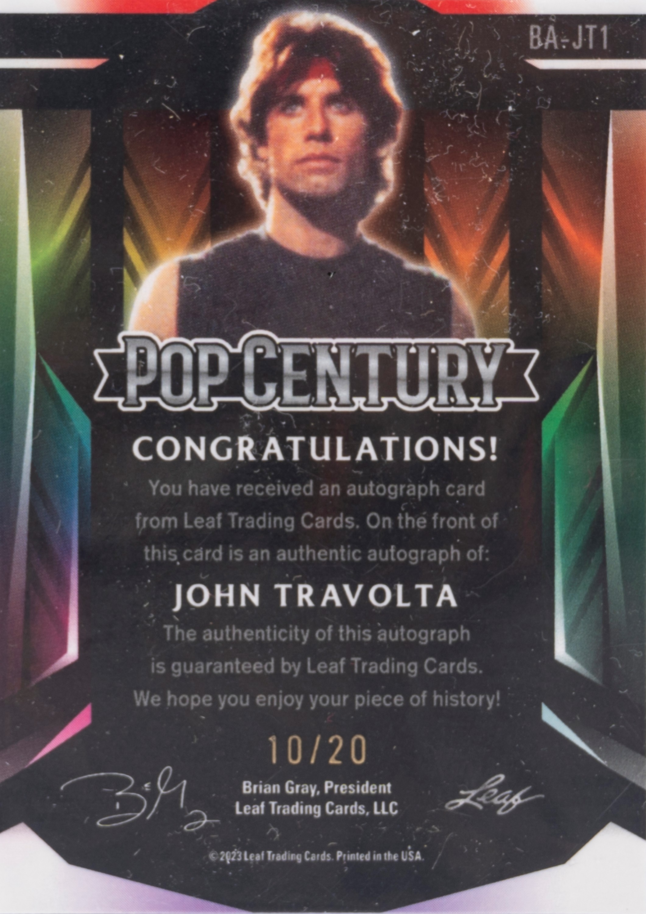 John Travolta – Card autografata - Tony Manero – Leaf - #/20