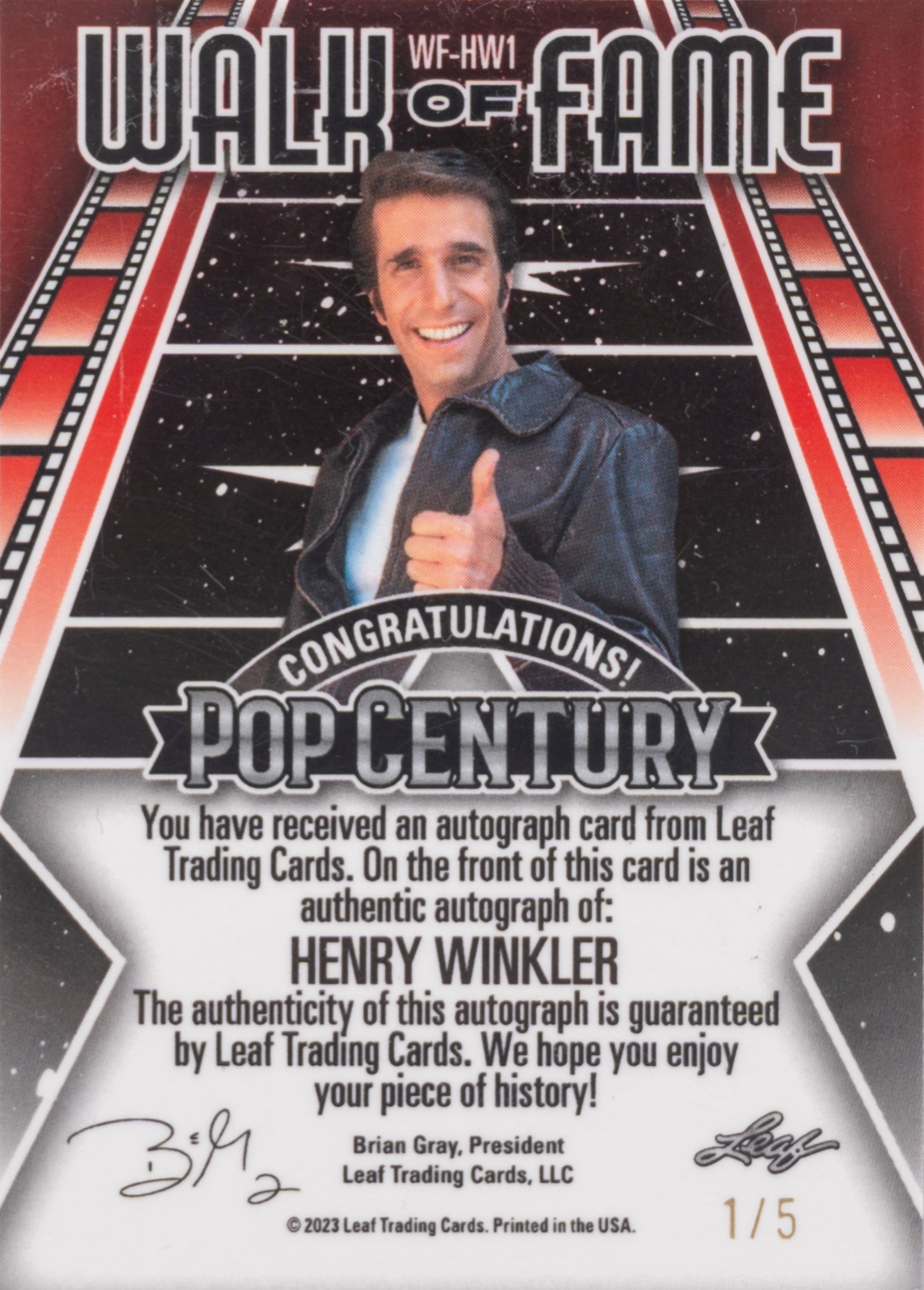 Henry Winkler – Card autografata - Leaf - #/5