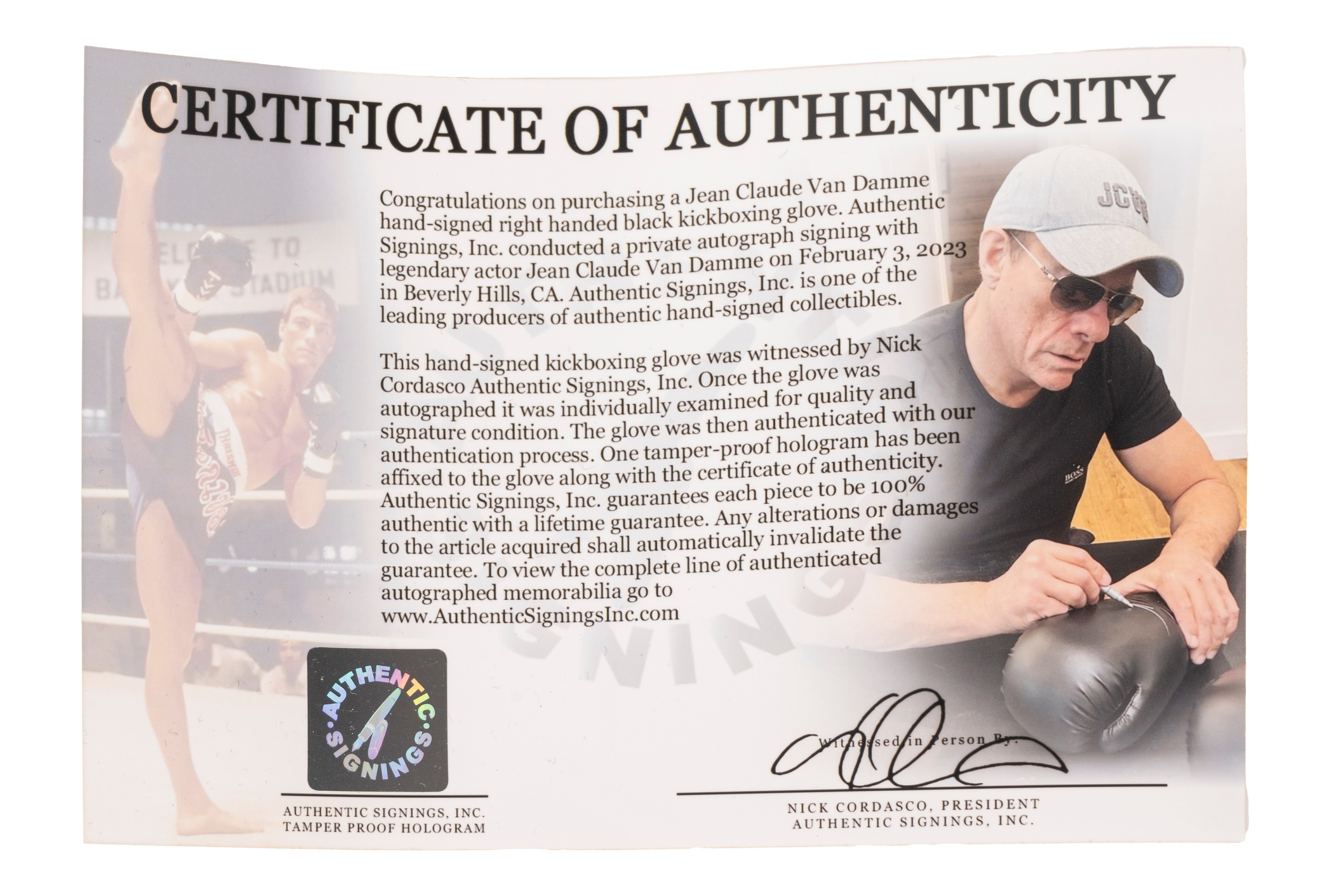 Jean Claude Van Damme – Guantone Autografato – Cert. Asi