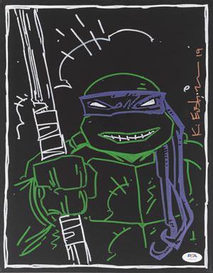 Kevin Eastman – Disegno originale su tela - Tartarughe Ninja – 28x35 cm - Cert. PSA