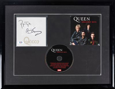 Roger Taylor e Brian May – Queen - Booklet Autografato – in Cornice - Cert. Psa