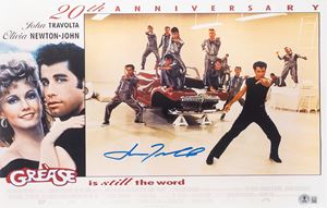 John Travolta – Locandina autografata – Grease – 28 x 45 cm (11”x17” inch) - Cert. Beckett Witness