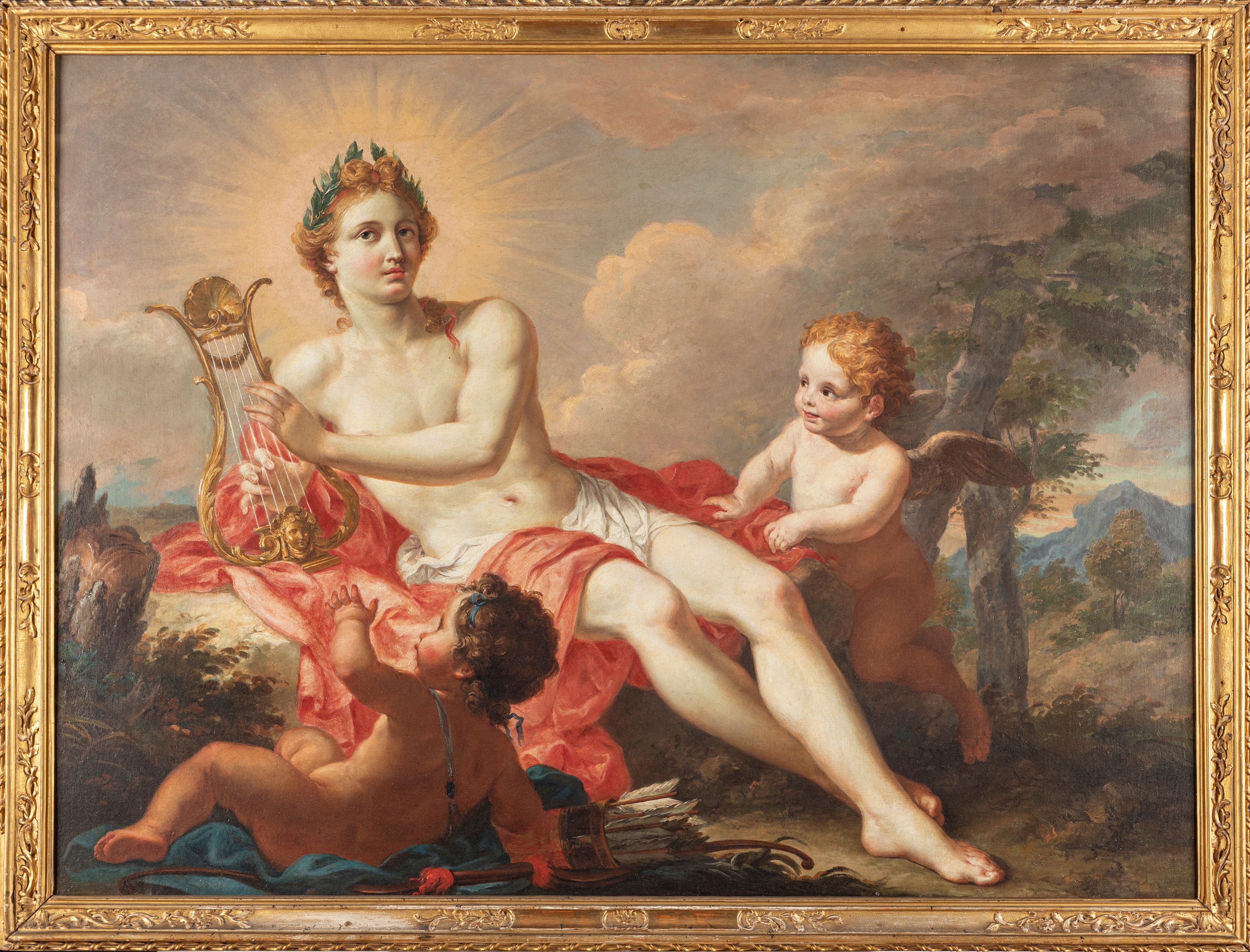 Apollo suona la lira con due putti