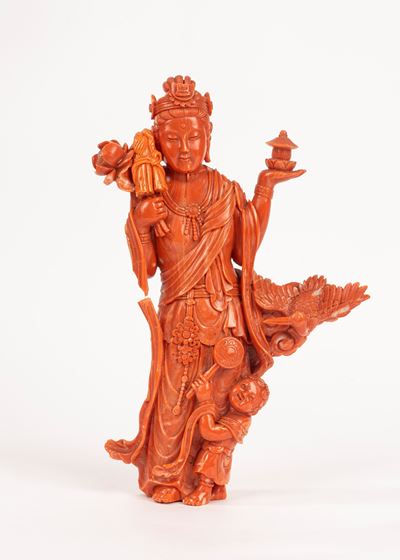 ☼ Guanyin in Corallo, Cina Secolo XX