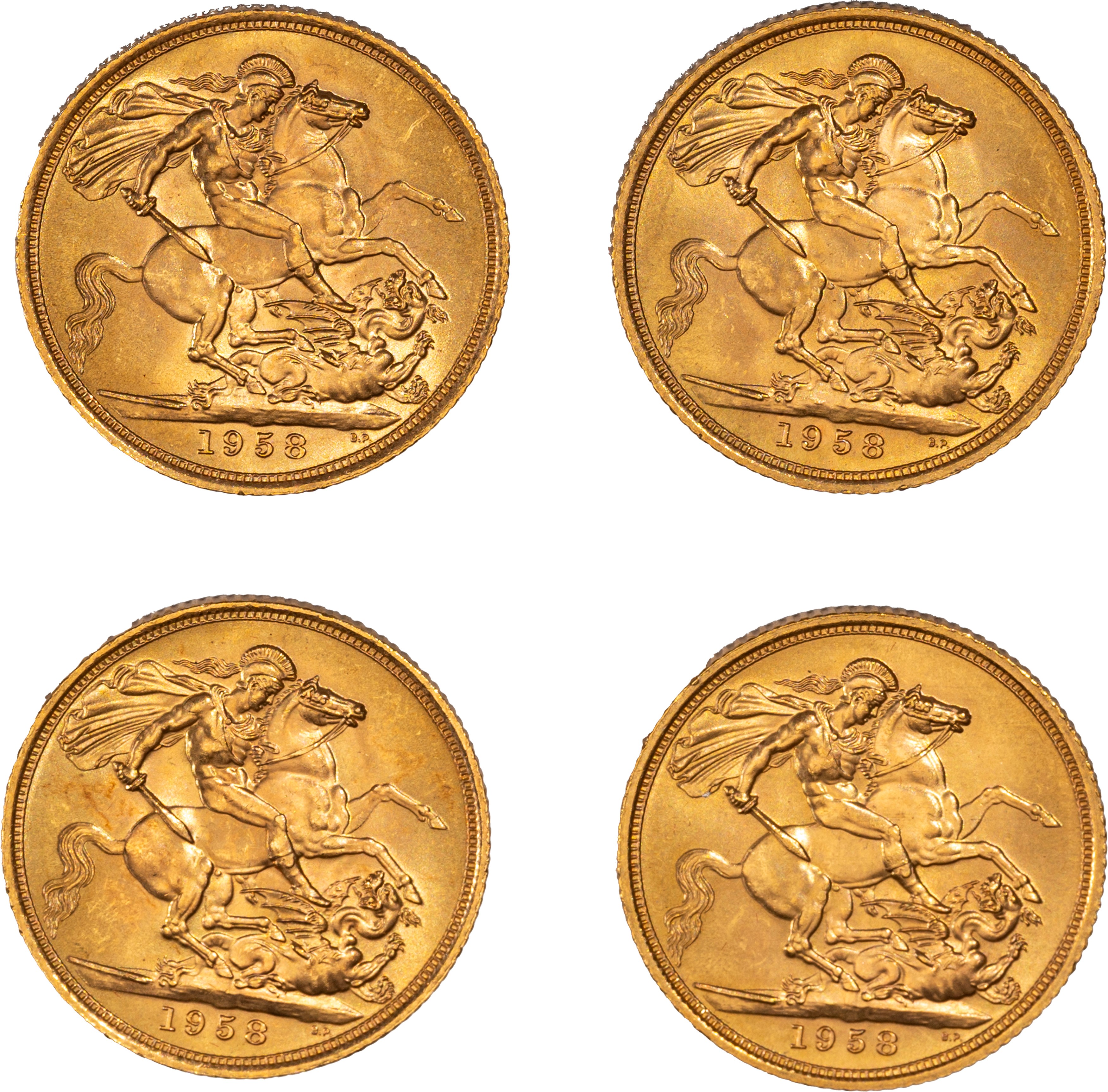 Lotto di quattro esemplari del Sovereign