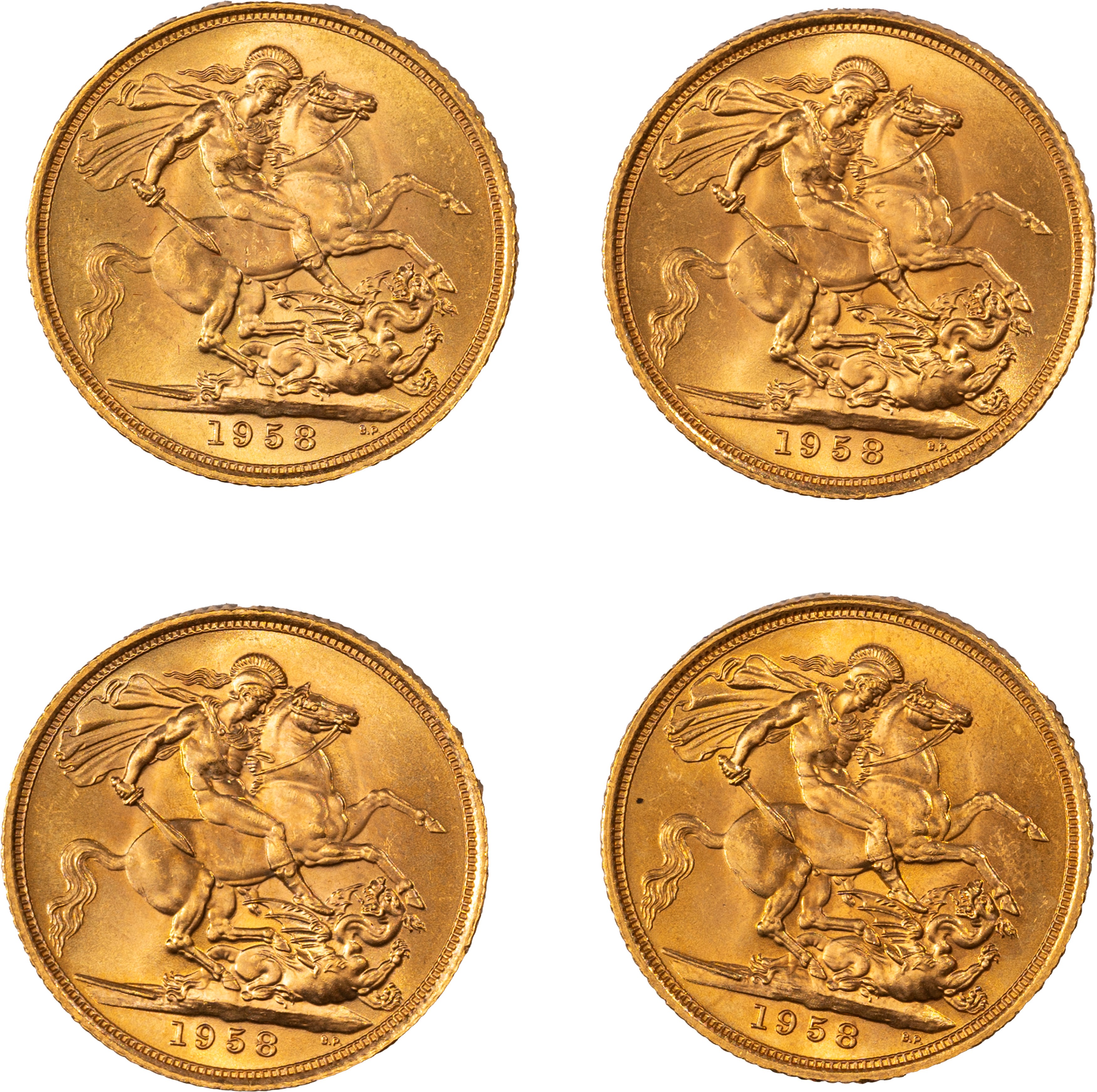 Lotto di quattro esemplari del Sovereign