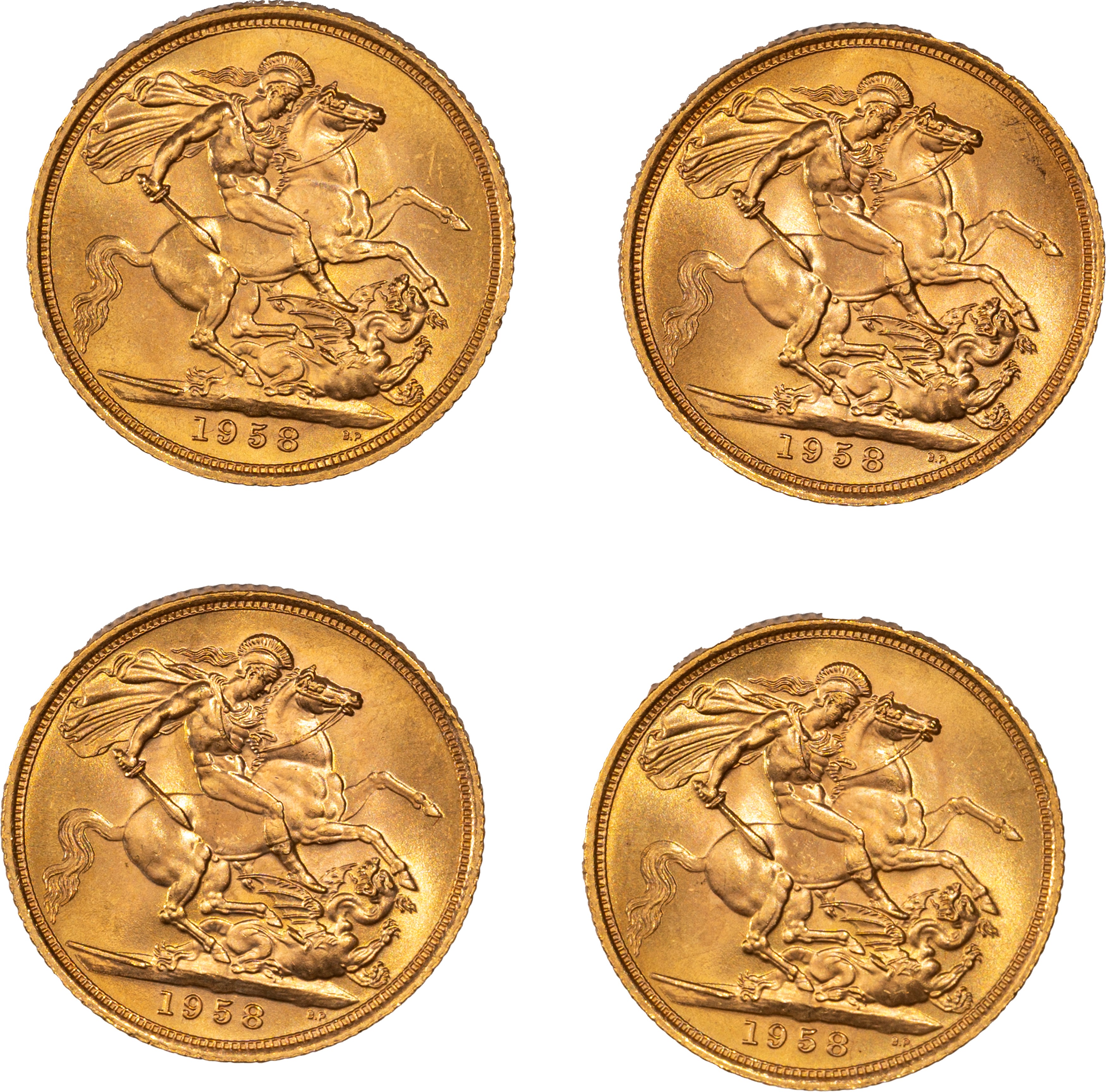 Lotto di quattro esemplari del Sovereign