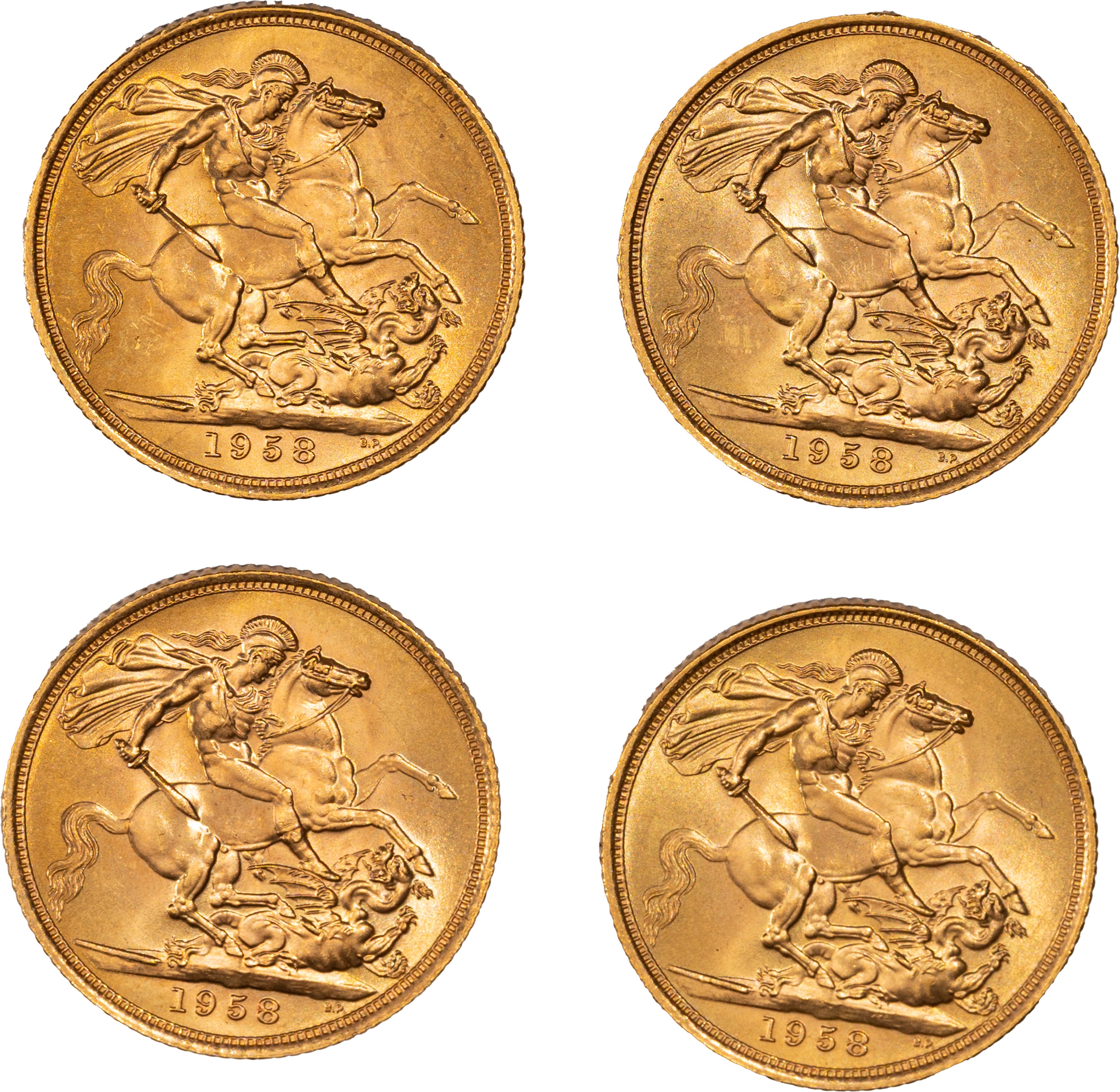 Lotto di quattro esemplari del Sovereign