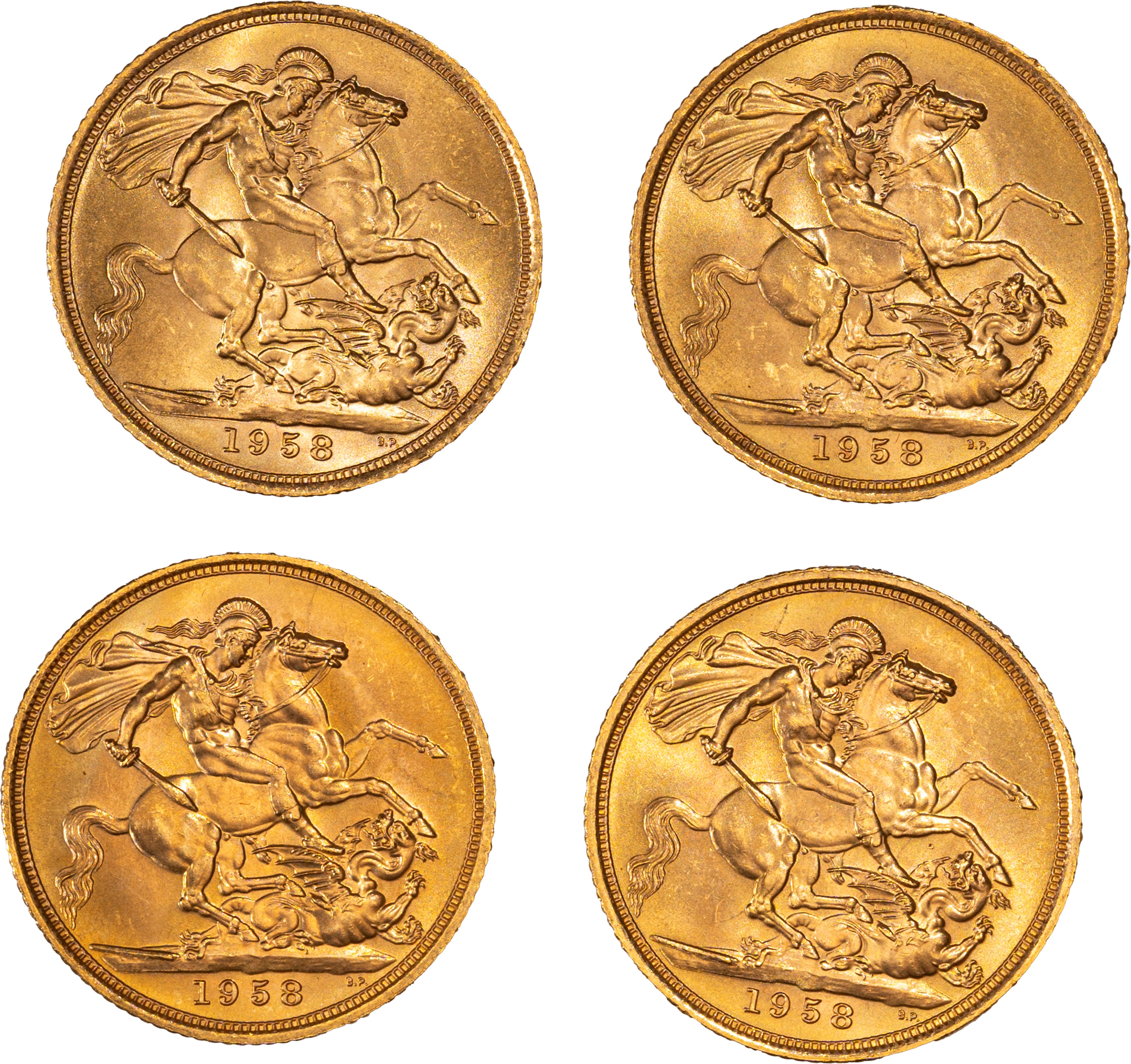 Lotto di quattro esemplari del Sovereign