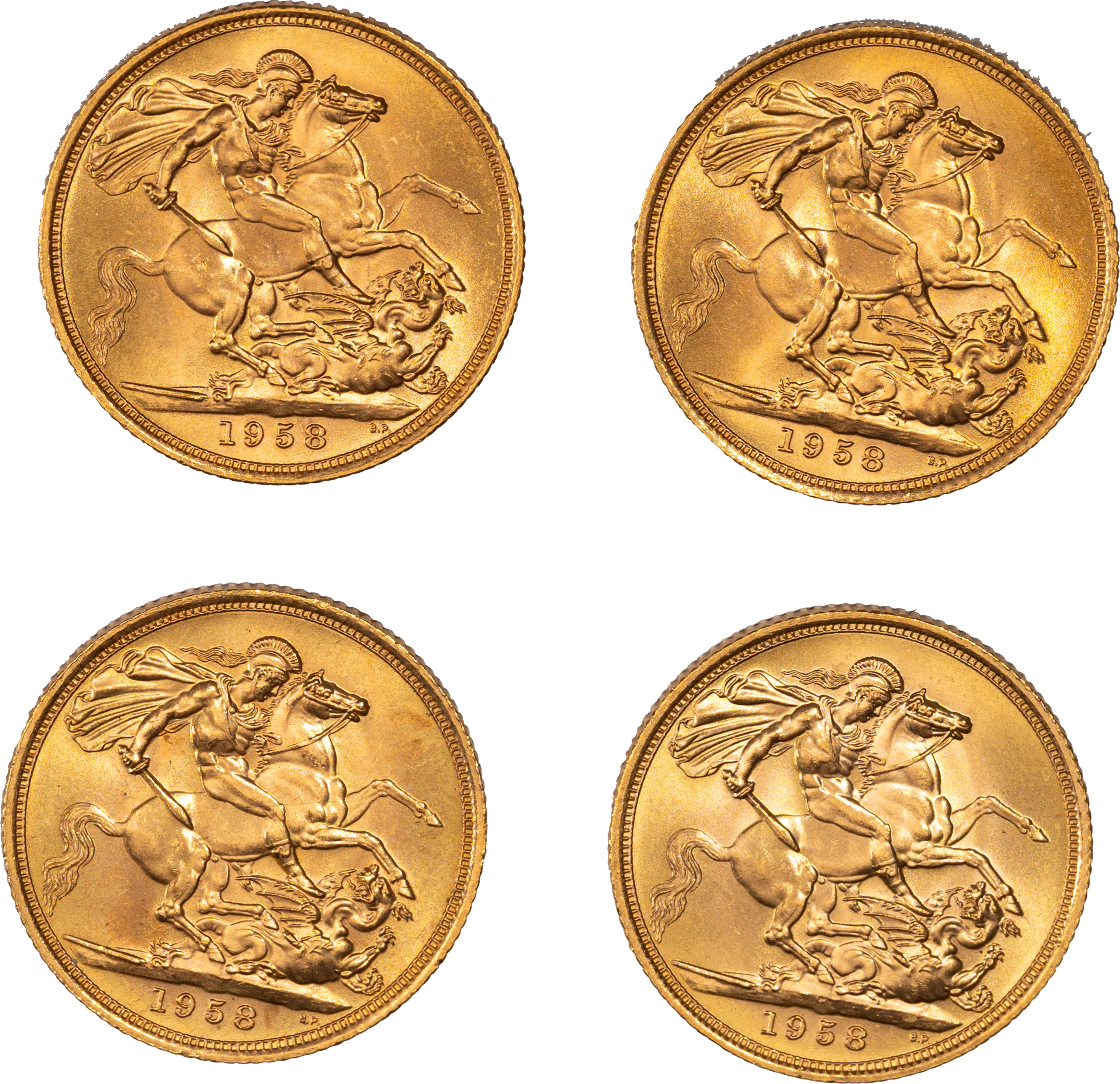 Lotto di quattro esemplari del Sovereign