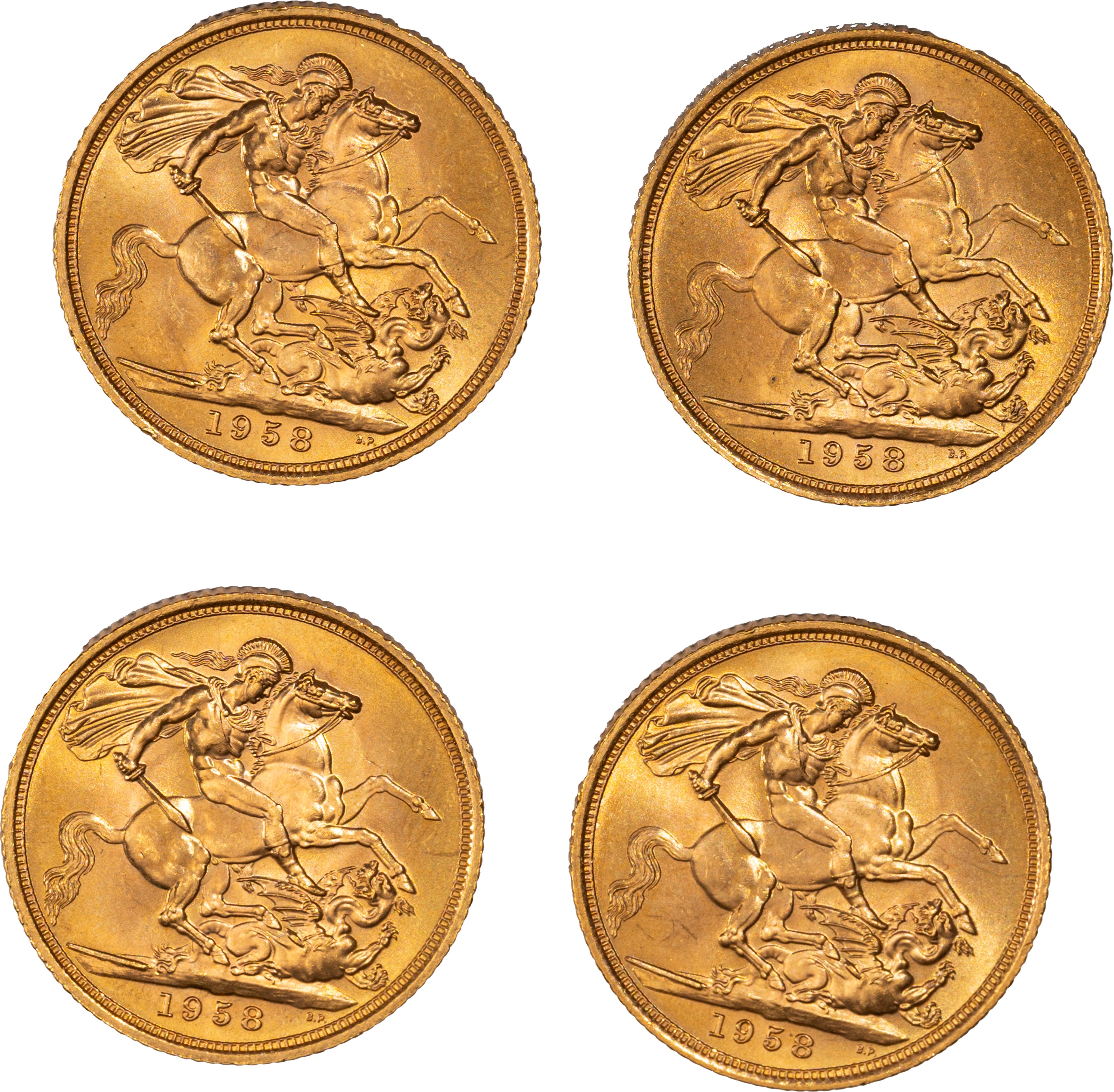 Lotto di quattro esemplari del Sovereign