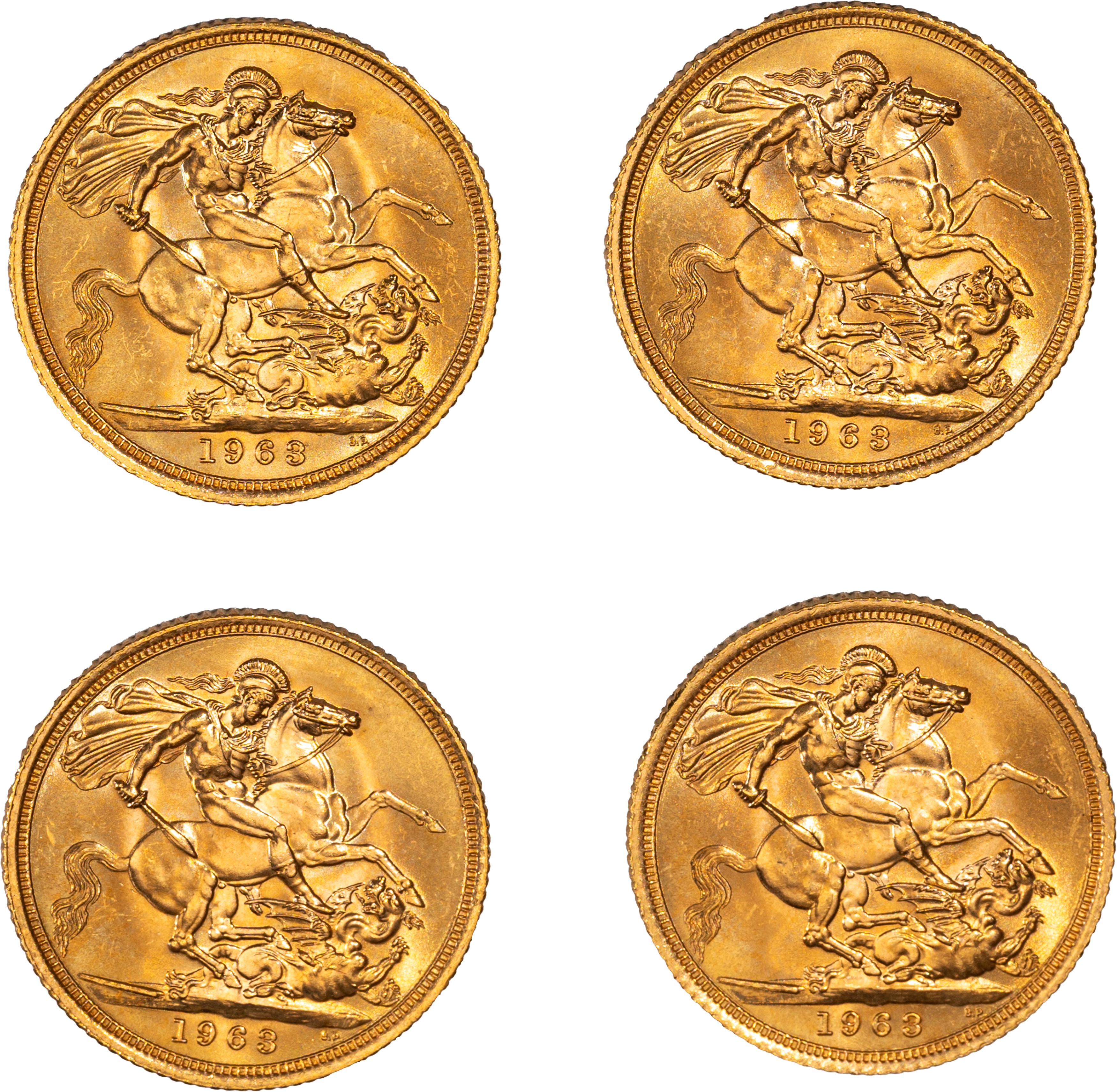 Lotto di quattro esemplari del Sovereign