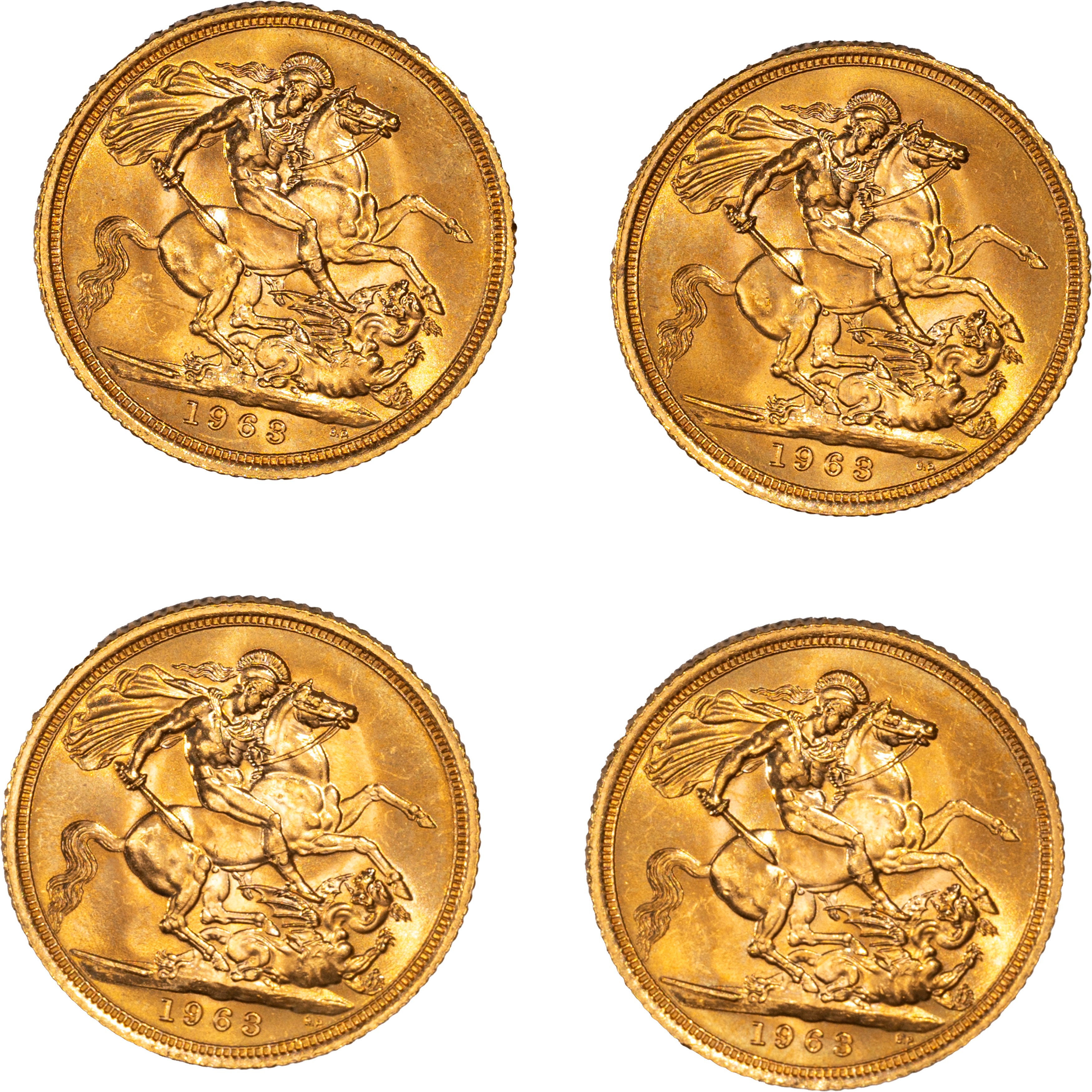 Lotto di quattro esemplari del Sovereign