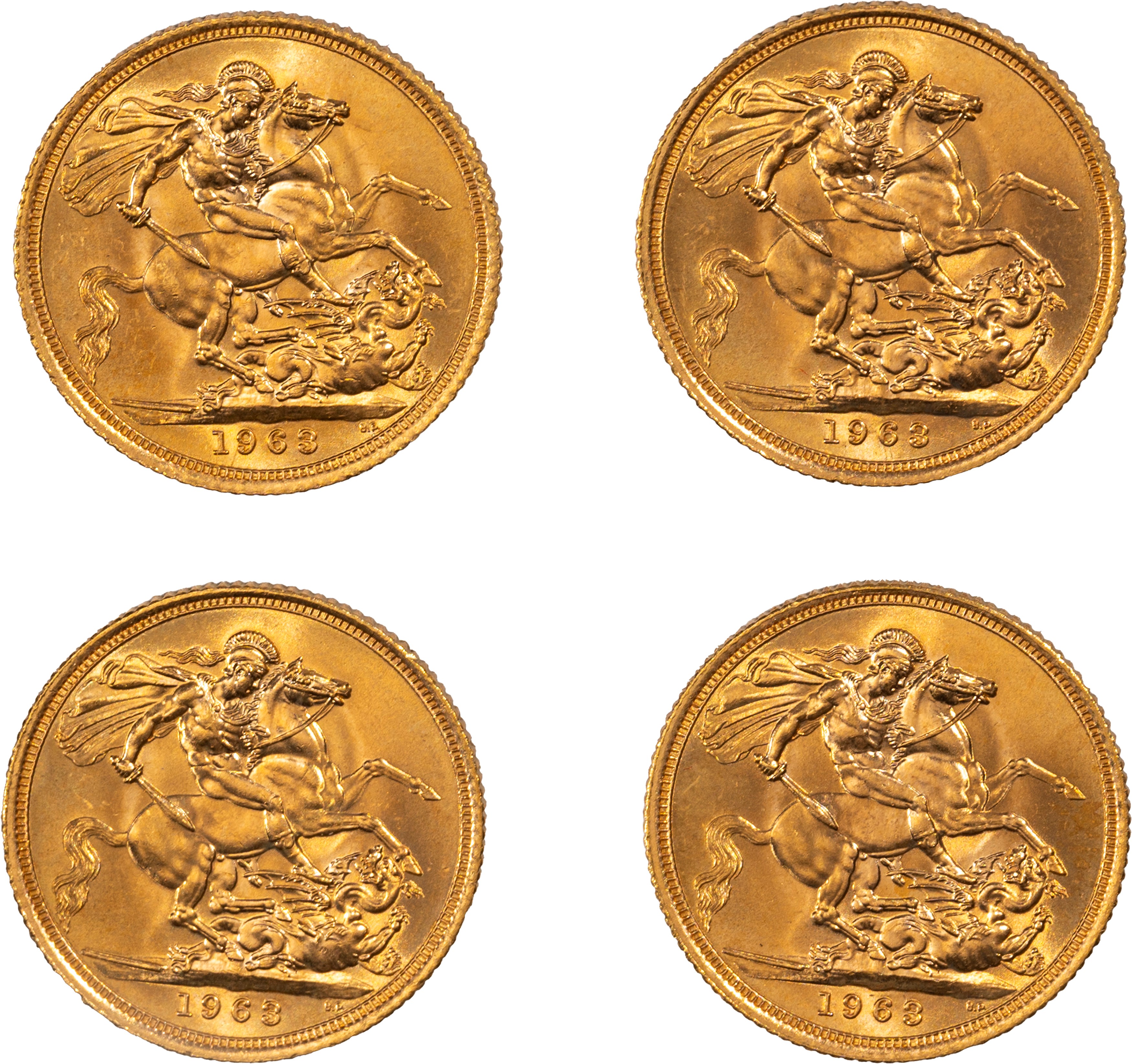 Lotto di quattro esemplari del Sovereign