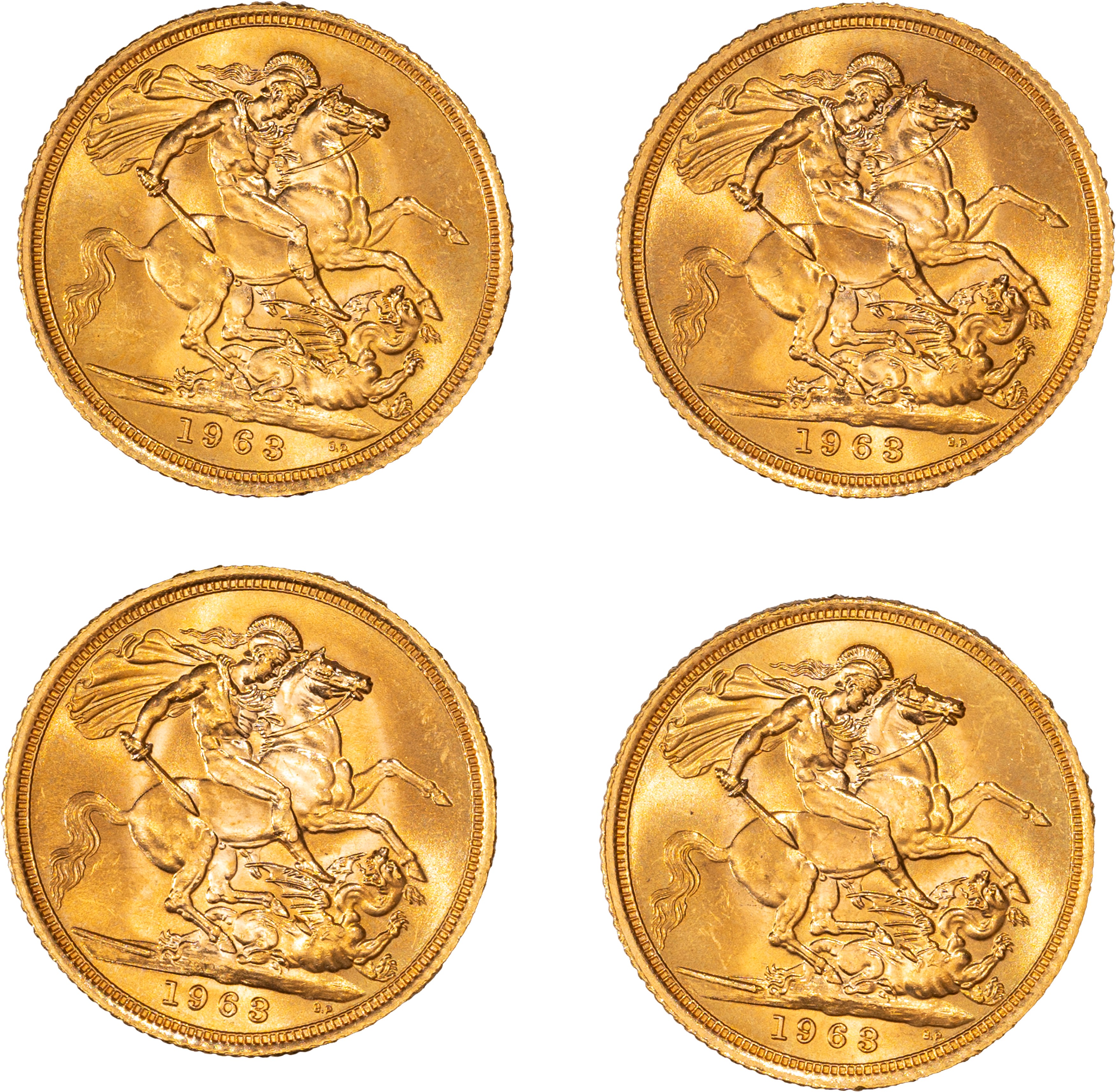 Lotto di quattro esemplari del Sovereign