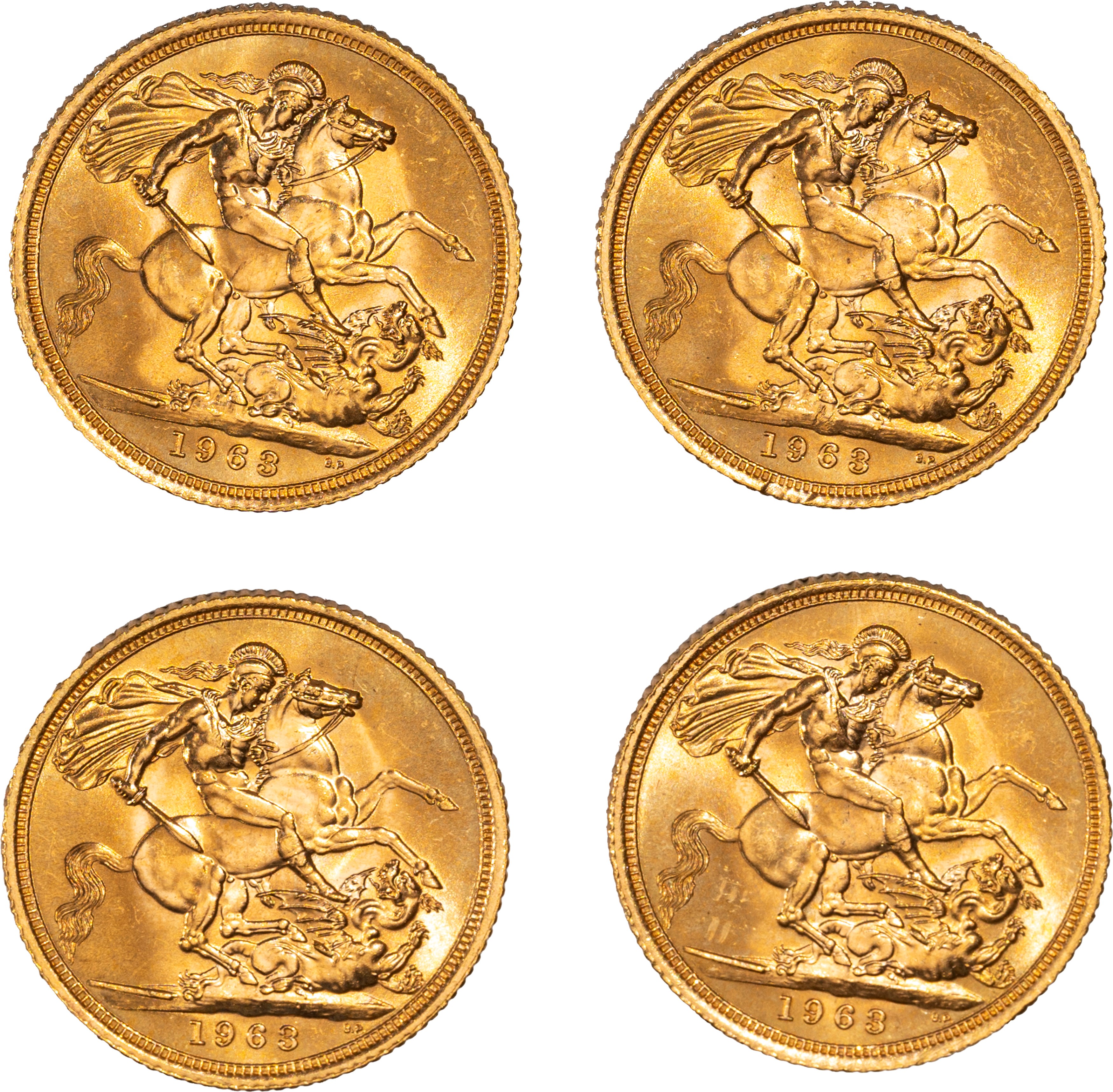 Lotto di quattro esemplari del Sovereign