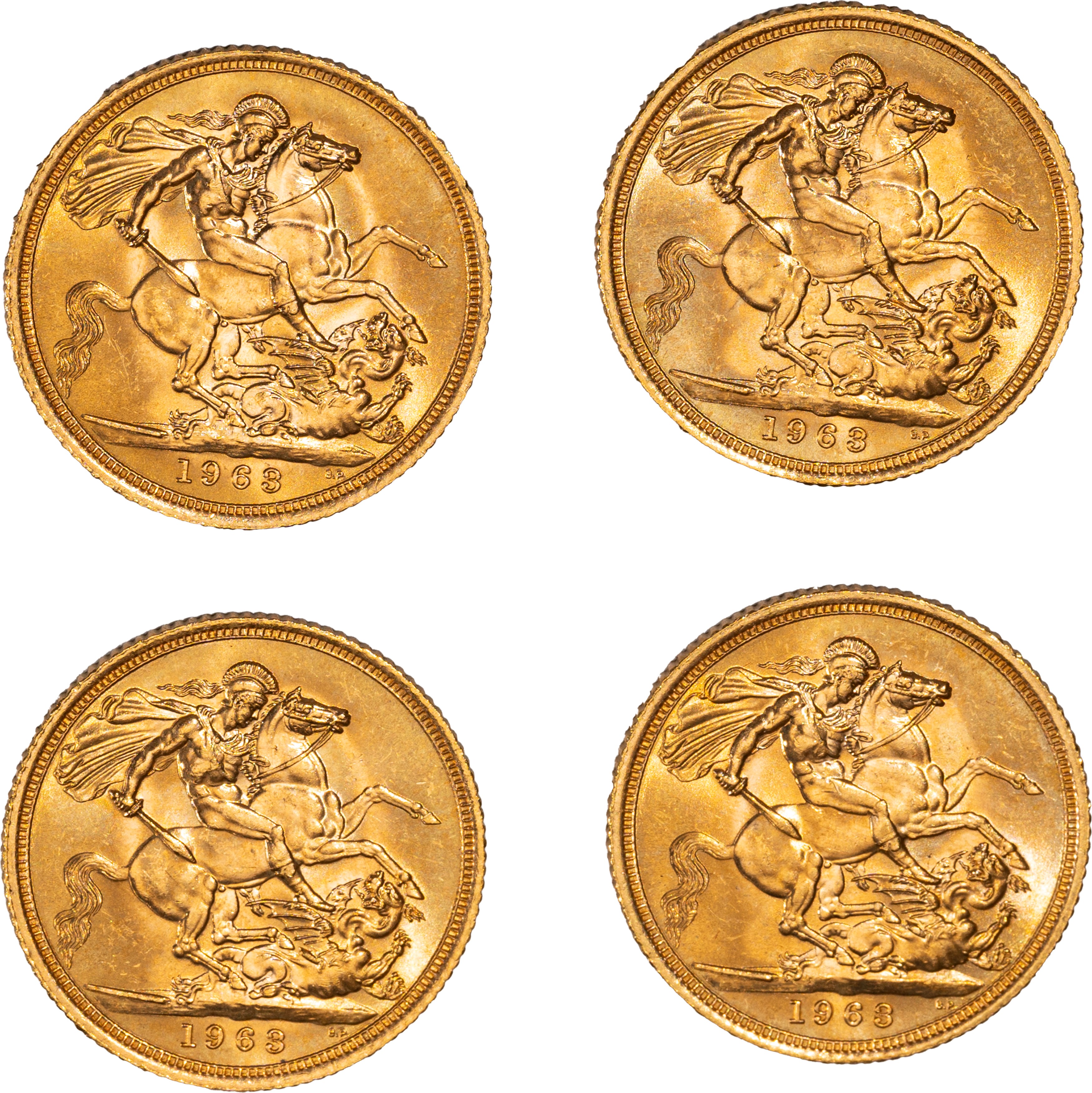Lotto di quattro esemplari del Sovereign