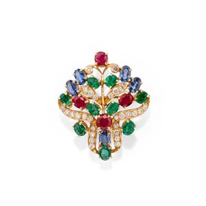 Brooch with color stones