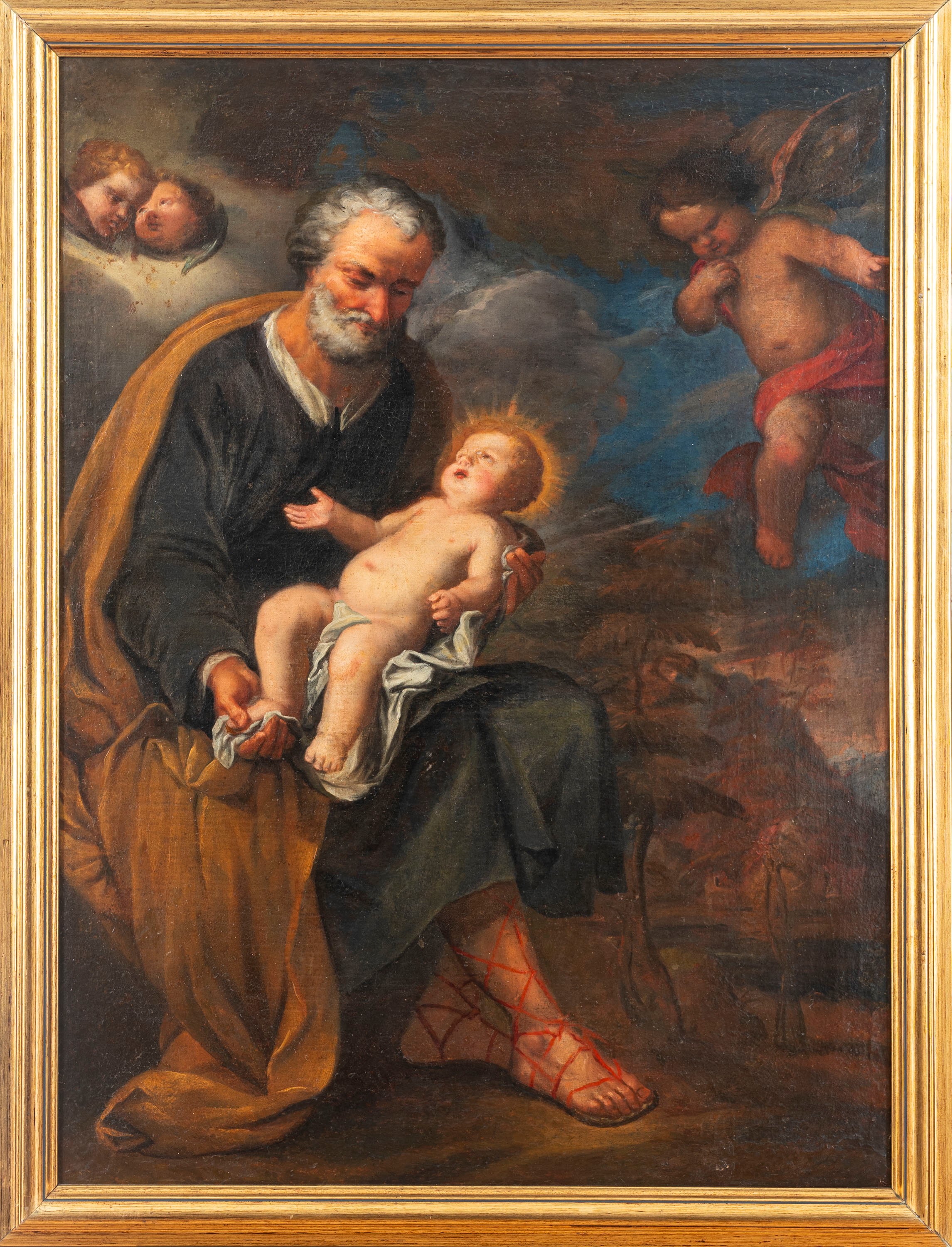 Scuola Lombarda, Secolo XVII - Ignoto, San Giuseppe con il Bambino e angeli, olio su tela