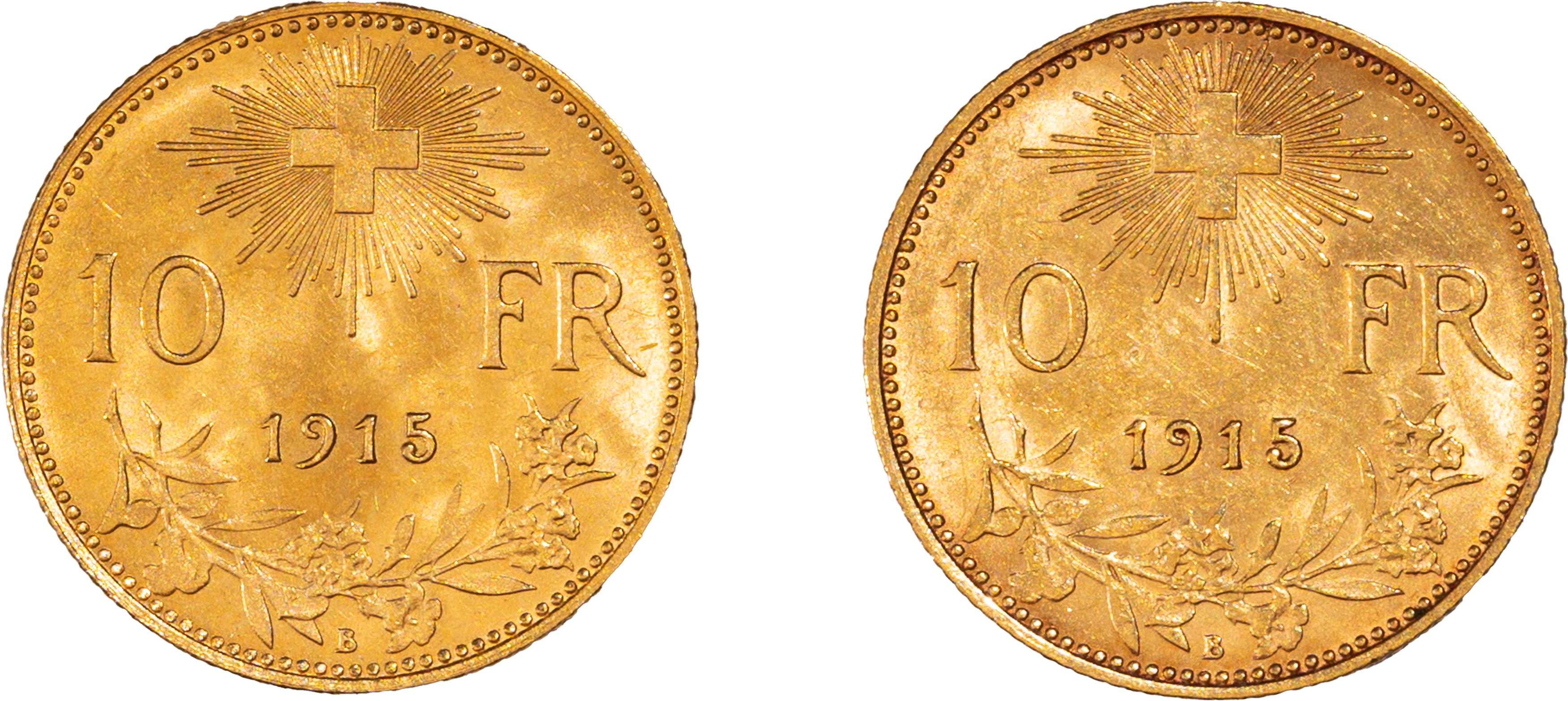 Lotto di due esemplari del 10 franchi