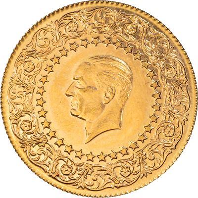 REPUBBLICA TURCA, 100 Kurush 'deluxe', metallo AV, 1972