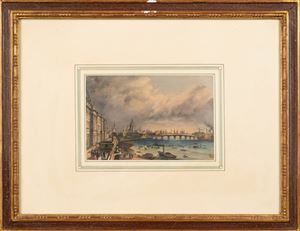 Lot of ten prints with views of European cities and landscapes