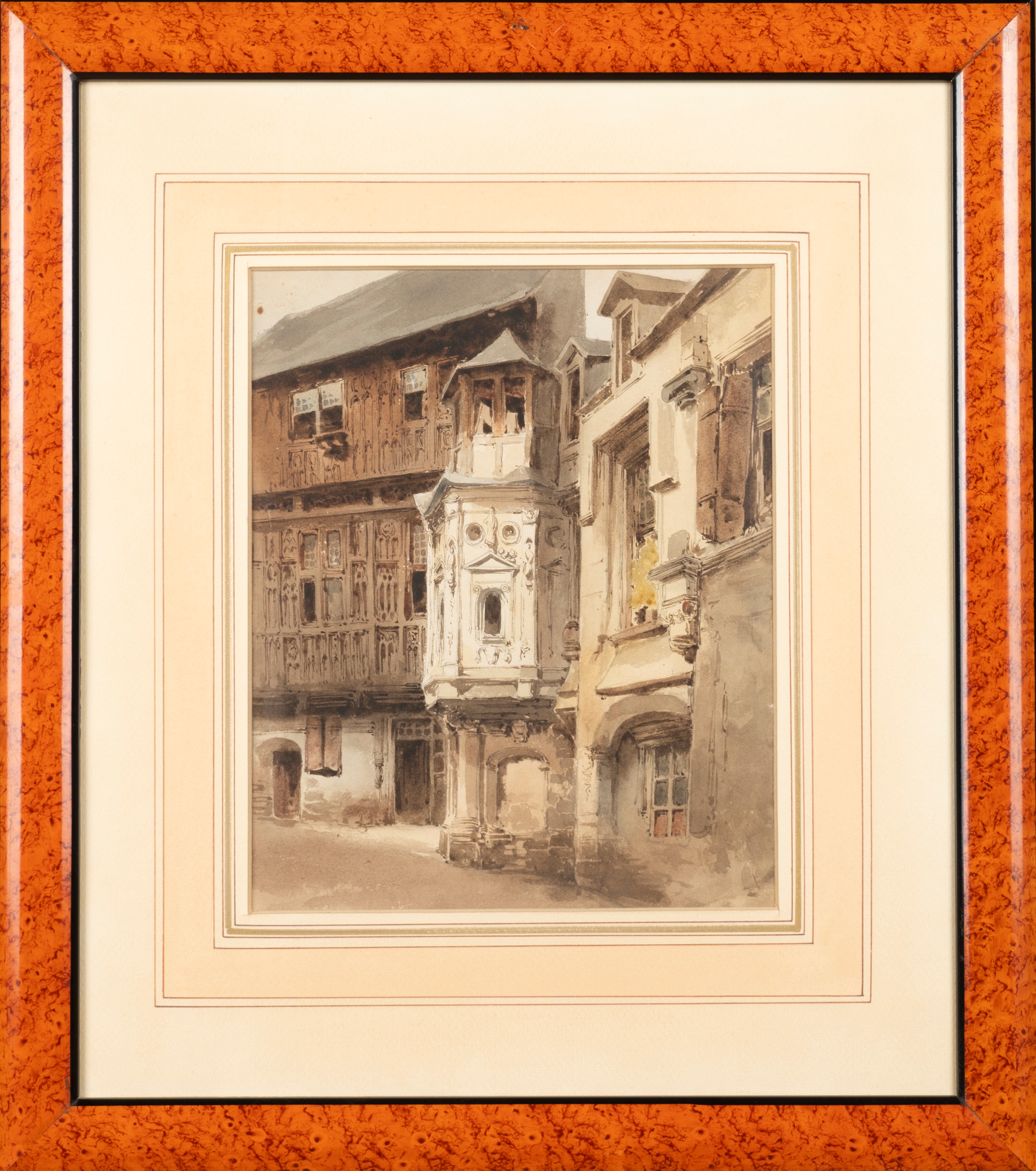 Due acquerelli raffiguranti vedute di città