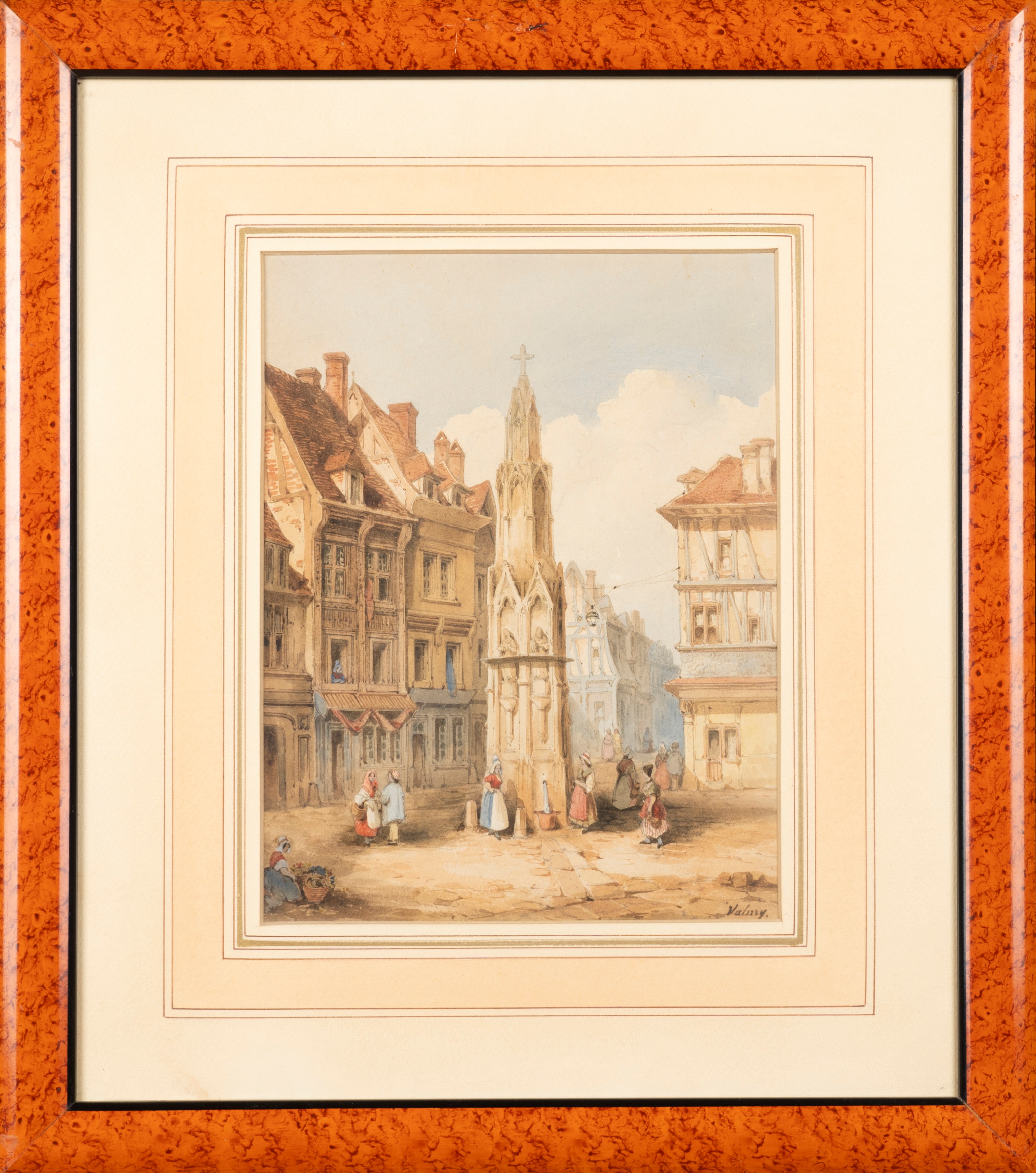 Due acquerelli raffiguranti vedute di città