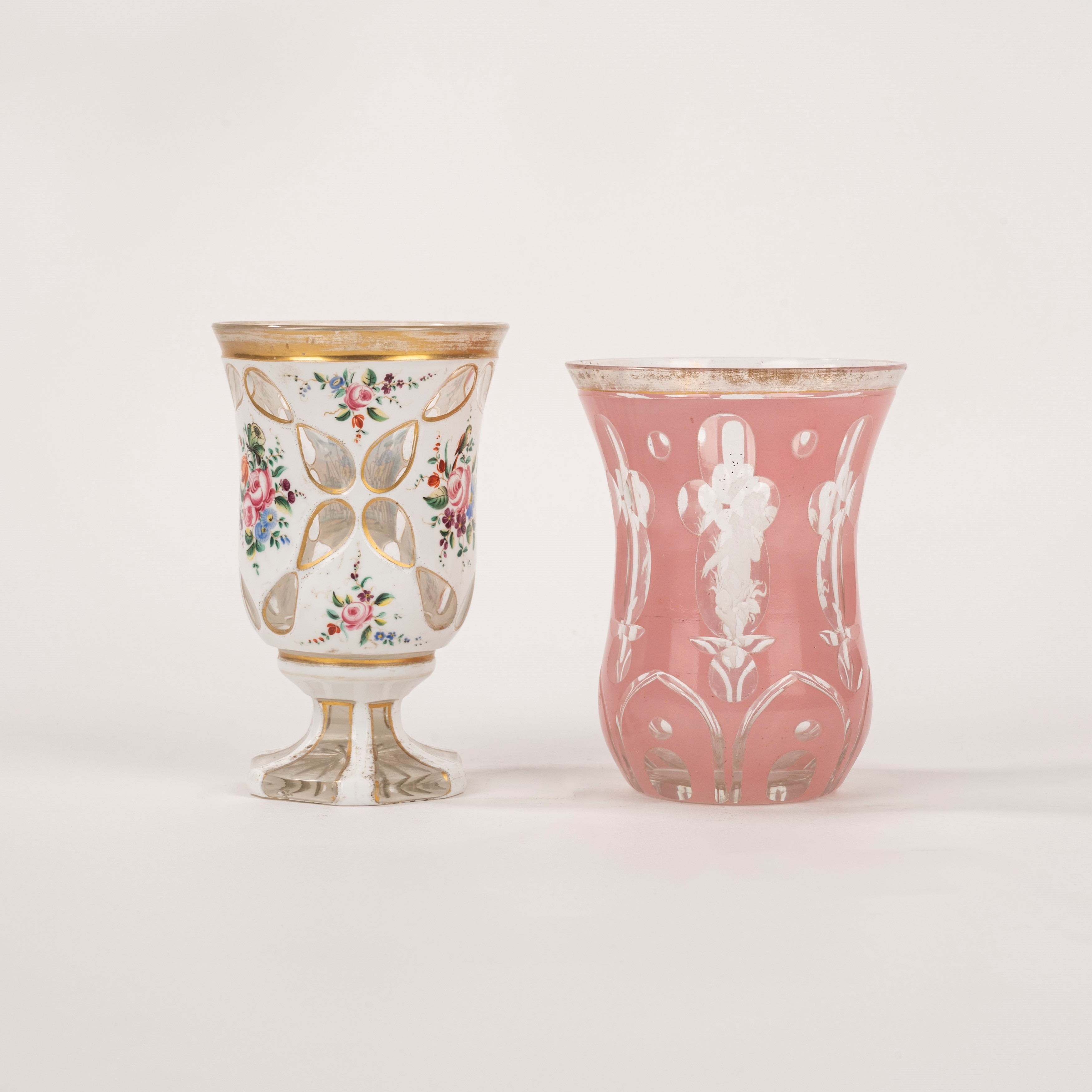 Due bicchieri in cristallo di Boemia, secolo XIX