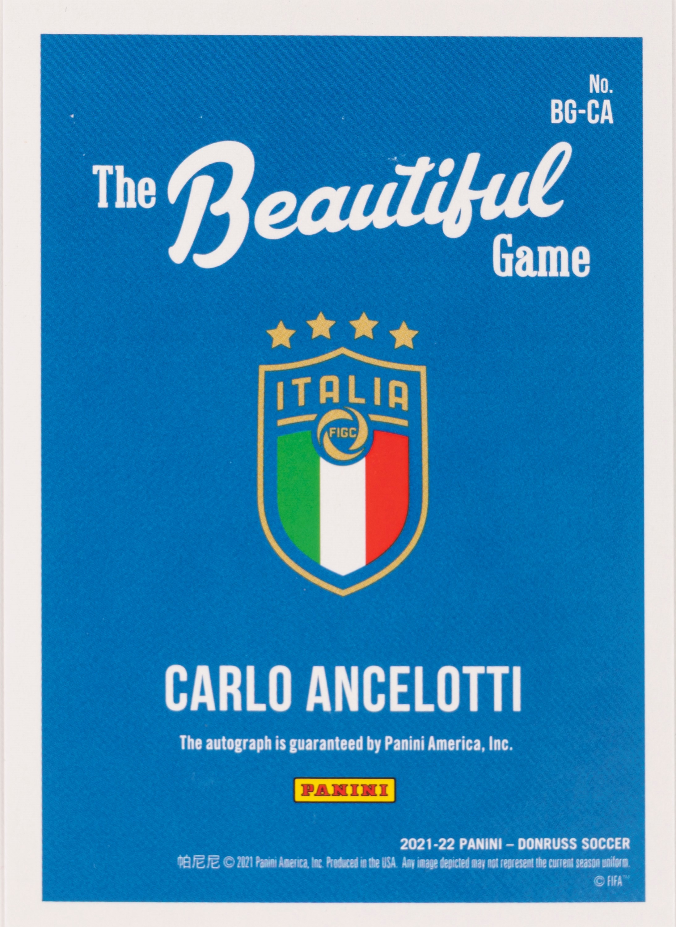 Carlo Ancelotti – Card autografata - Italia – Panini Donruss – The Beautiful game