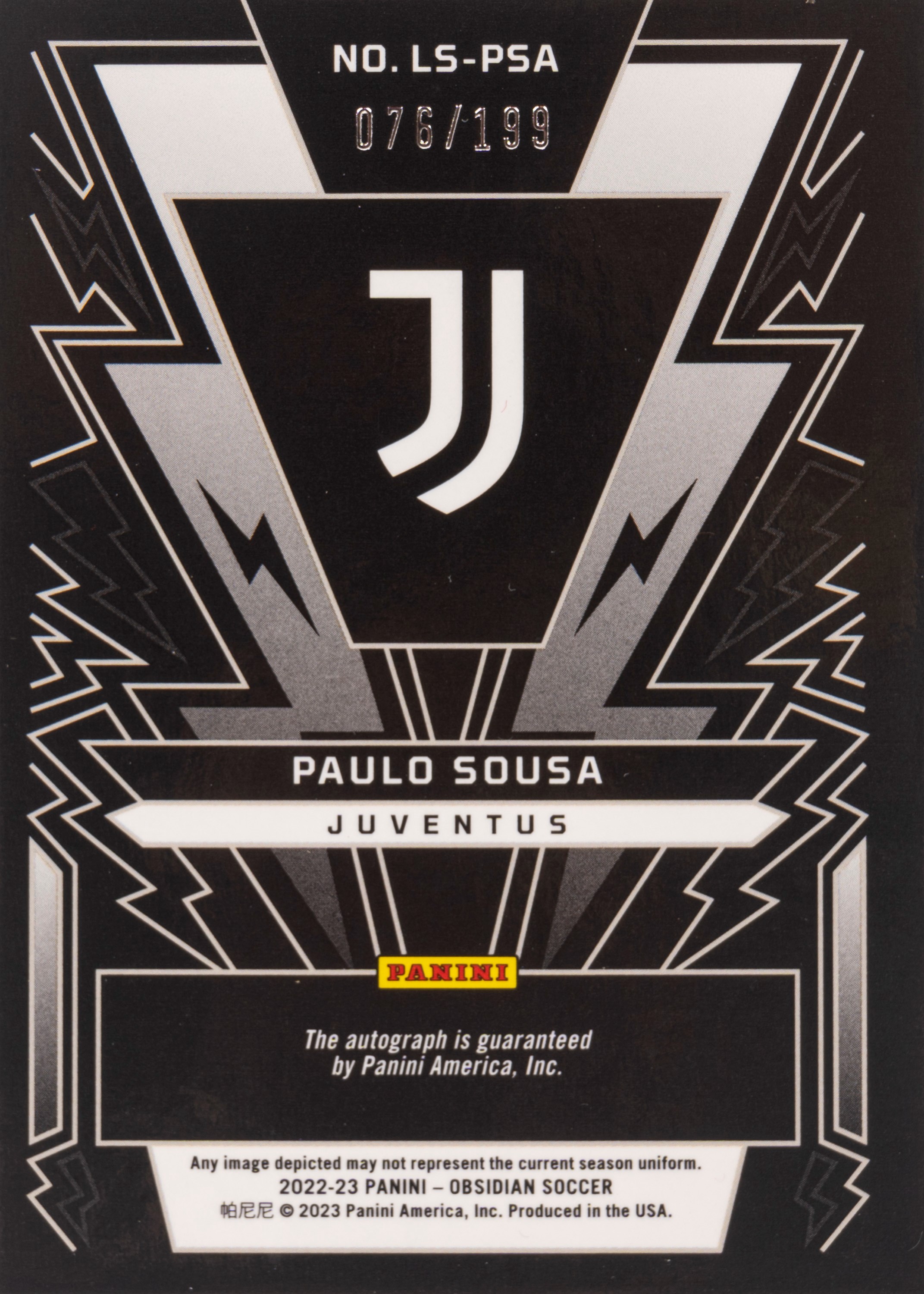 Paulo Sousa – Card autografata - Juventus – Panini Obsidian