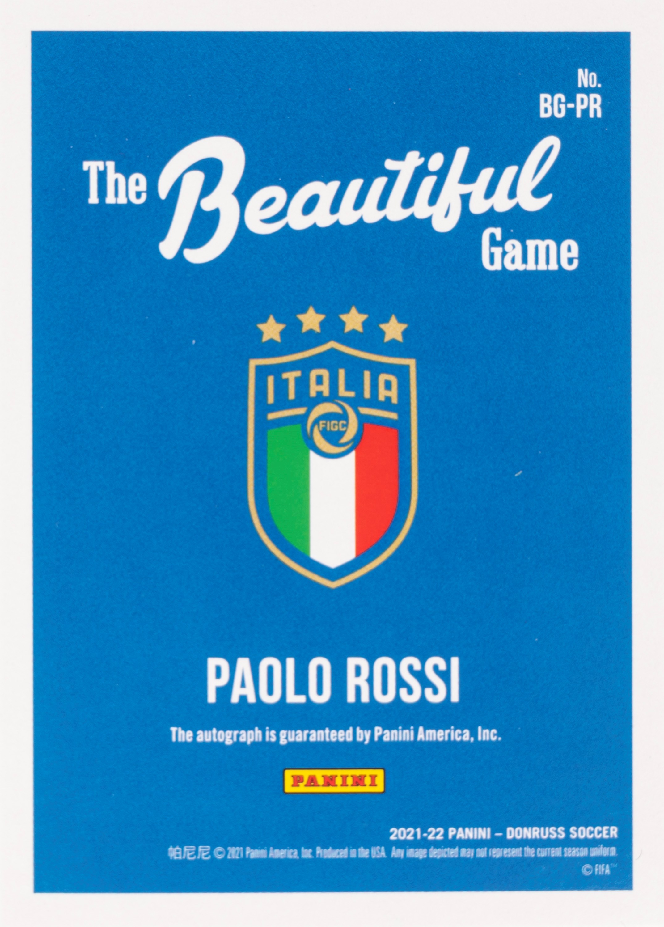 Paolo Rossi – Card autografata - Italia – Panini Donruss – The Beautiful game