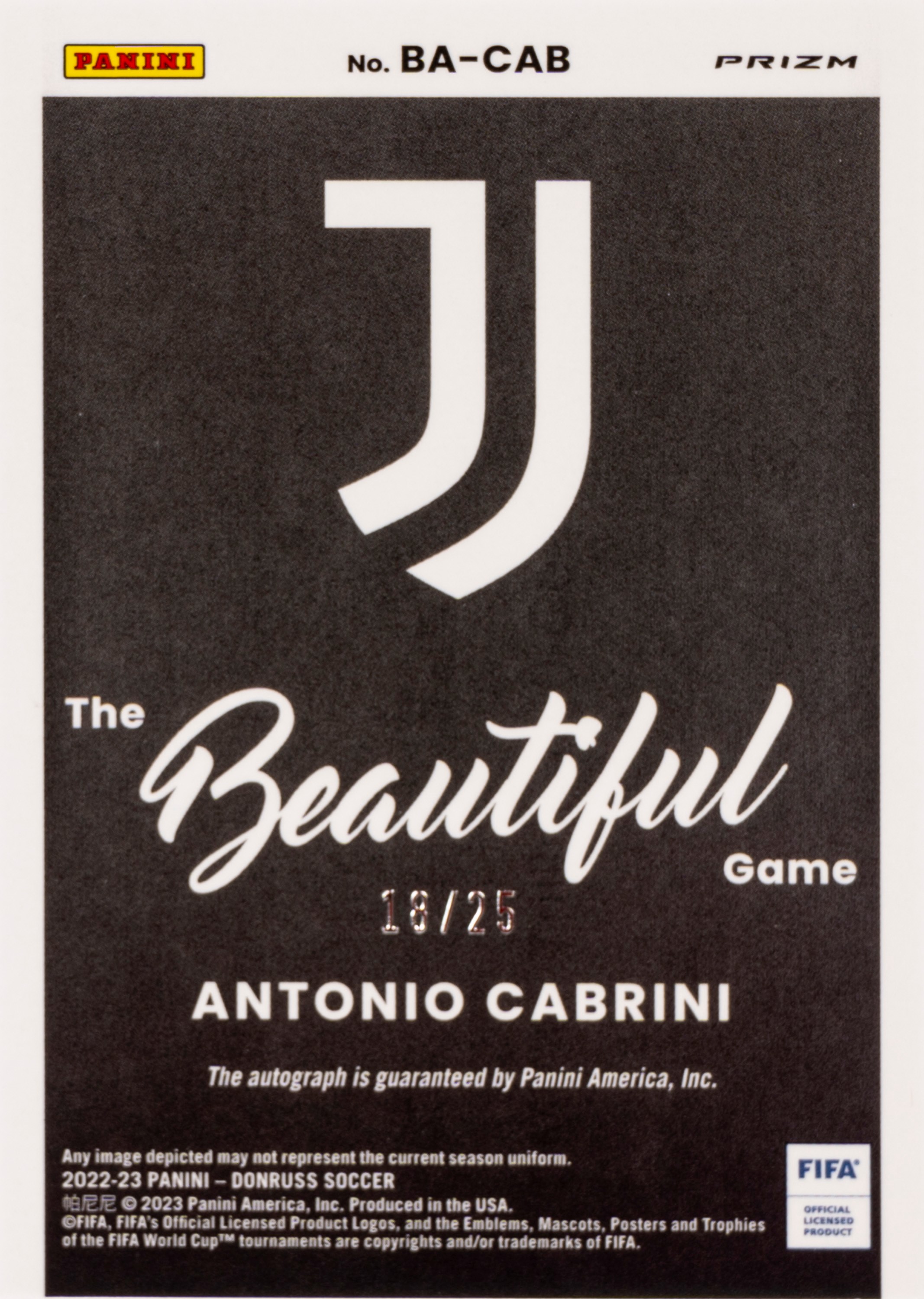 Antonio Cabrini – Card autografata - Juventus – Panini Donruss – The Beautiful game