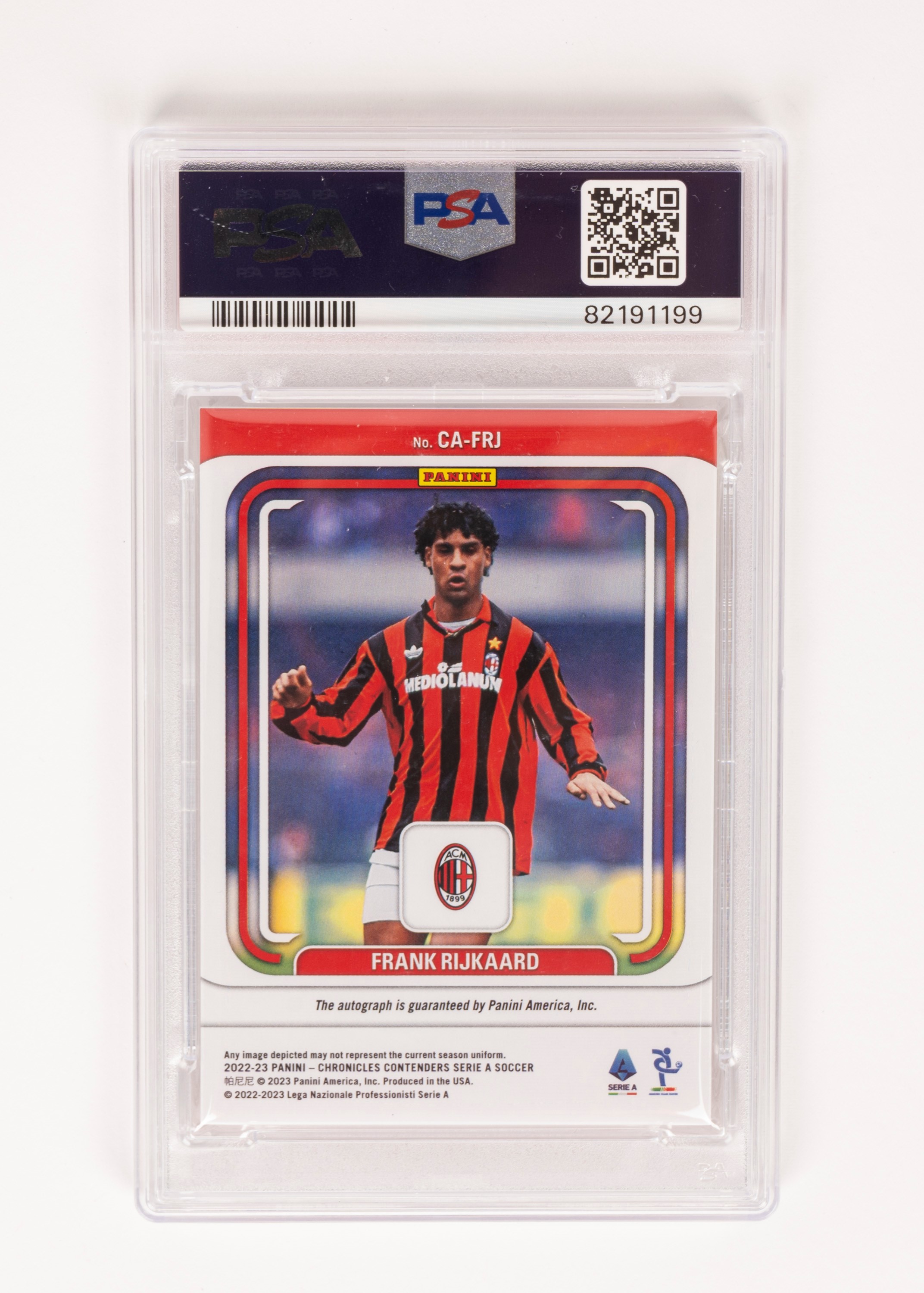 Frank Rijkaard – Card autografata – Milan - Cert. PSA/DNA