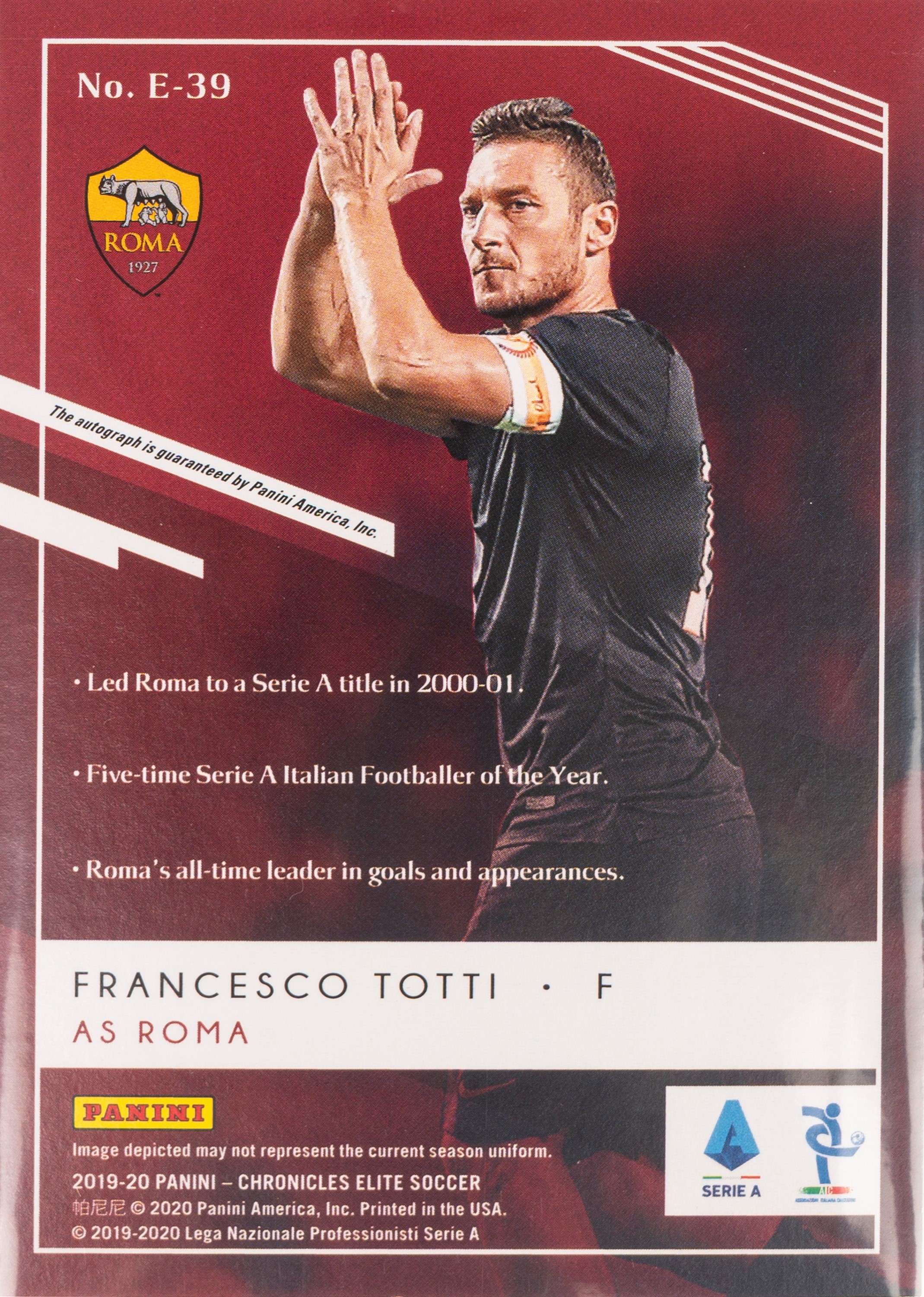 Francesco Totti – Card autografata – Roma - Panini