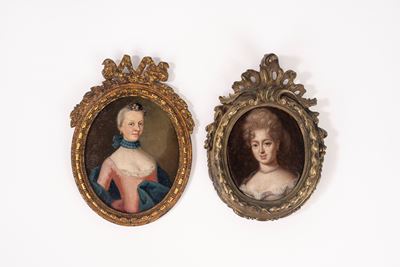 Due Miniature Raffiguranti Ritratti di Dame