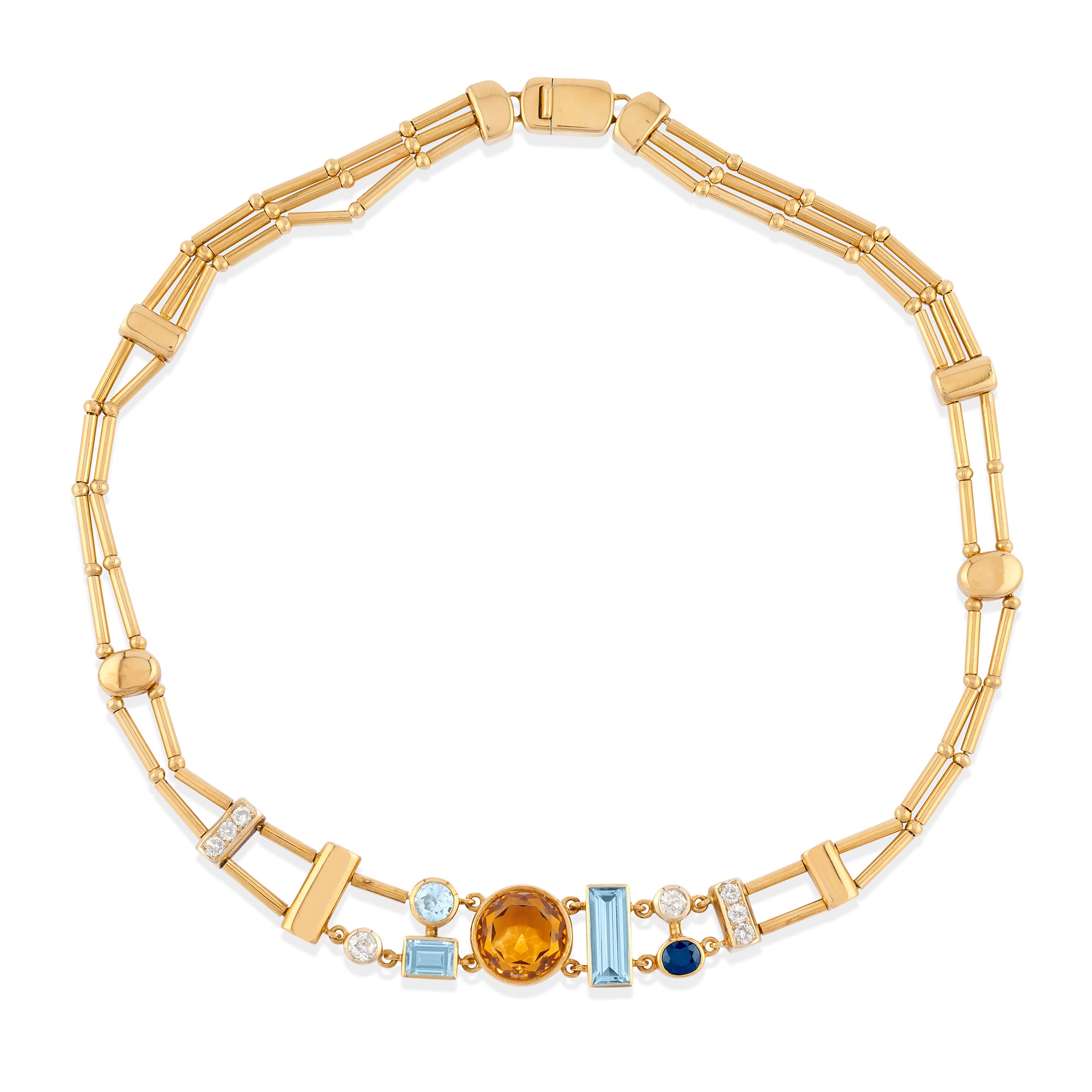 Collana e orecchini con pietre di colore