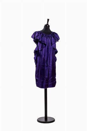 Purple silk satin dress