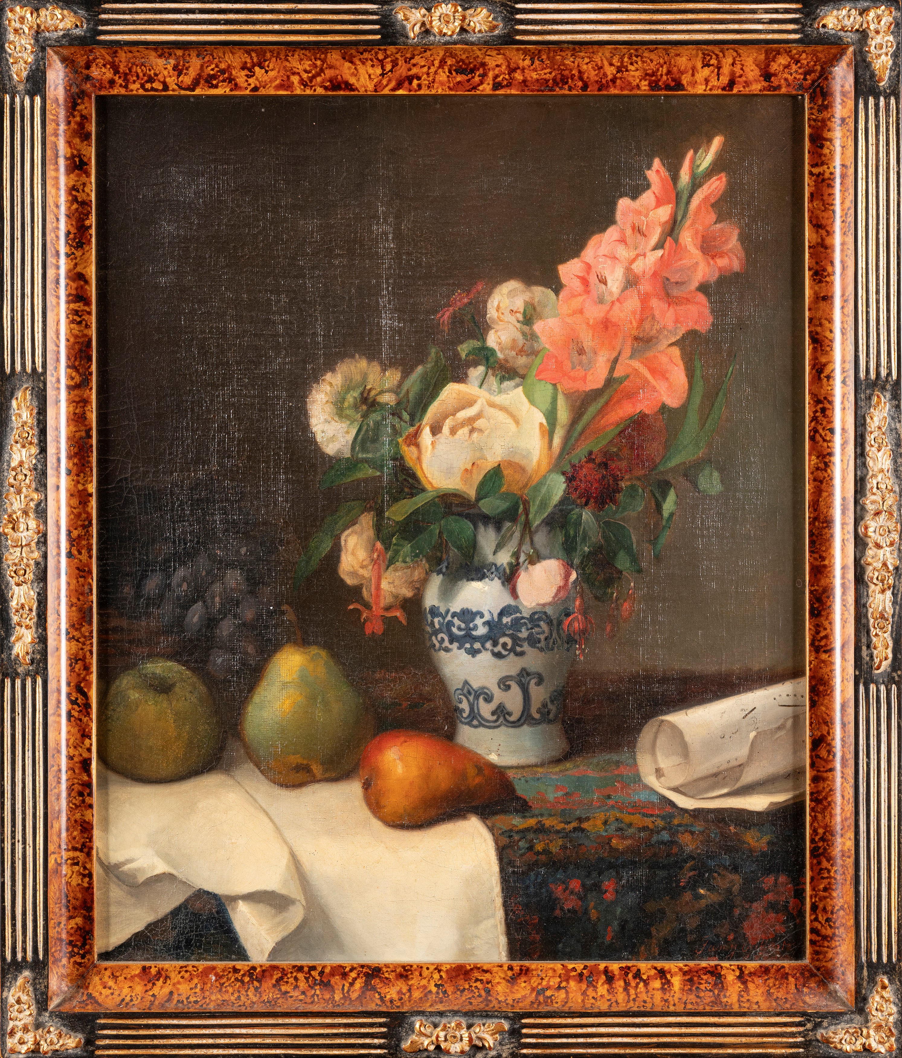 Scuola del Secolo XIX - Fanny Gilbert, Vaso di fiori, olio su tela