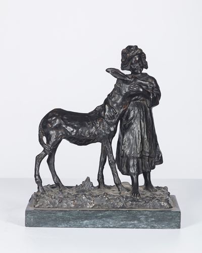 La pastorella, scultura in bronzo