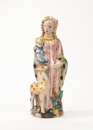  - Geneviève with child and fawn, Vietri manufacture, 1930s