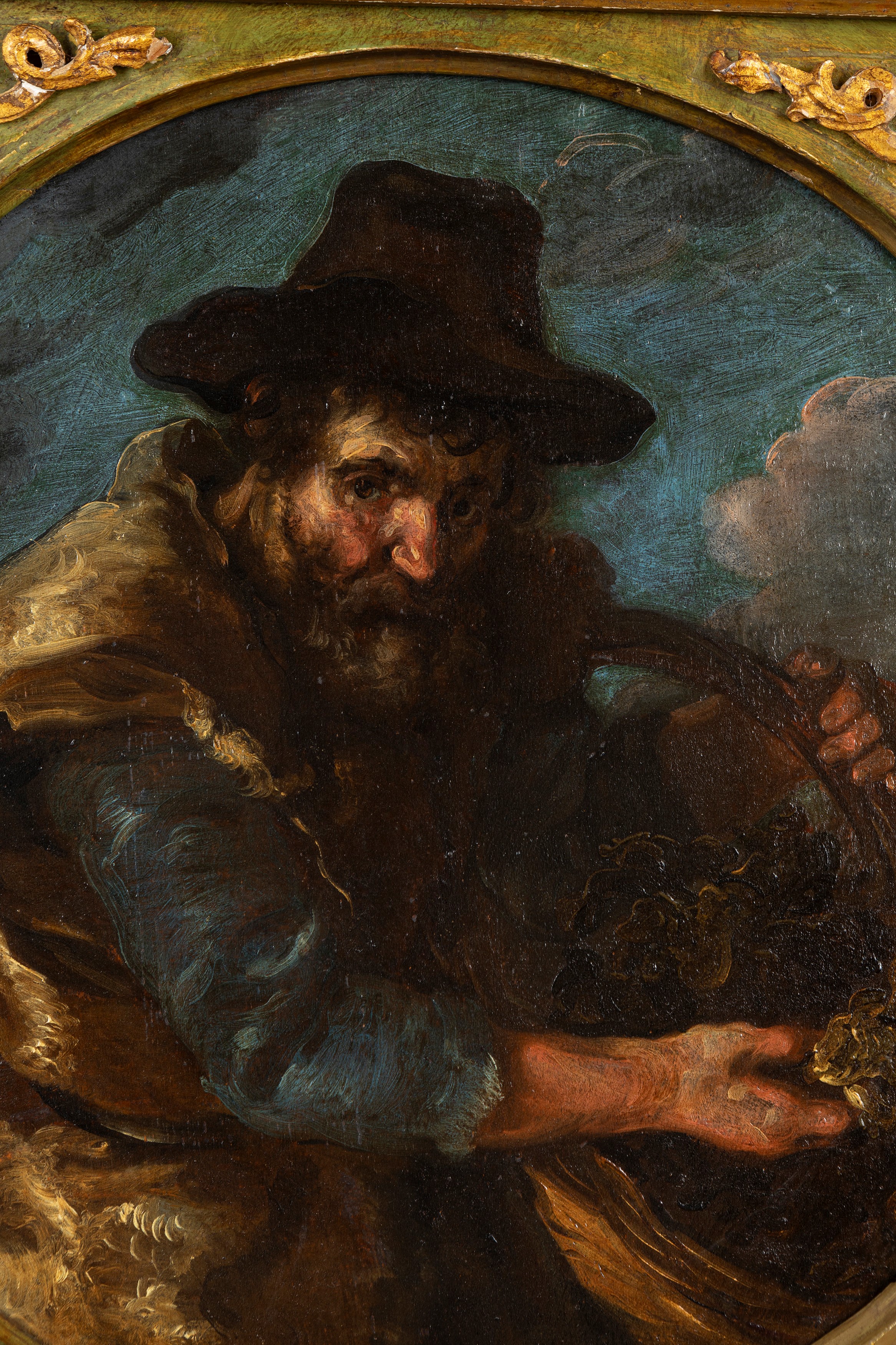 Contadino con cesta di vimini e Pastore con bastone