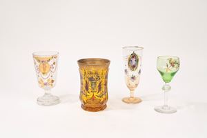 Lot of four glass and crystal glasses, 20th century