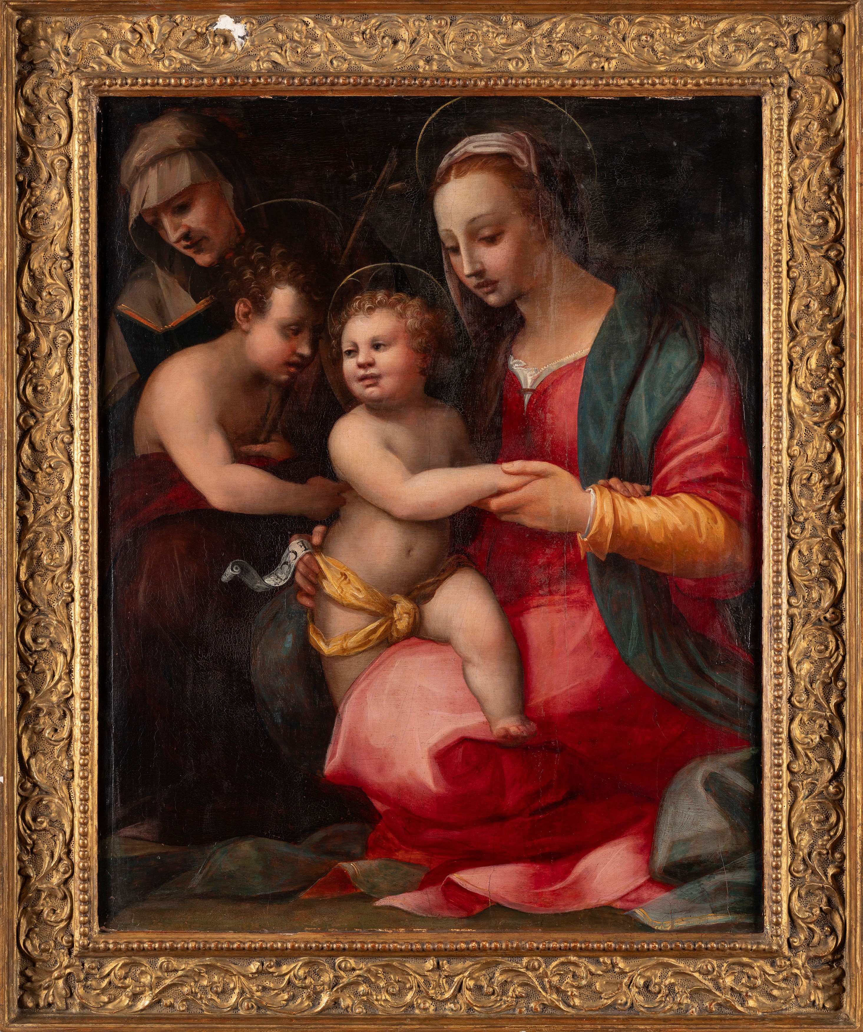Scuola Fiorentina, Secolo XVI - Alessandro Fei, Madonna con Bambino, San Giovannino e Sant'Anna, ...