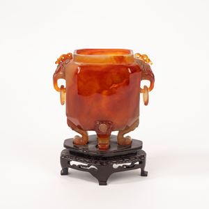  - Carnelian vase without lid, China, 19th century