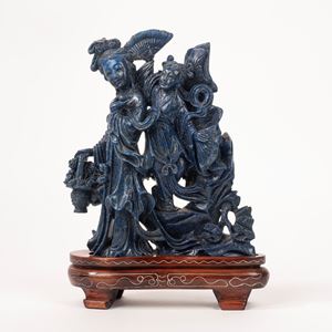  - Sculptural group in lapis lazuli, China, 20th century