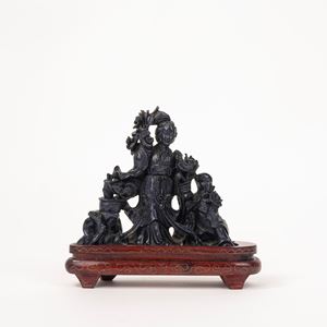  - Sculptural group in aventurine, China, 20th century