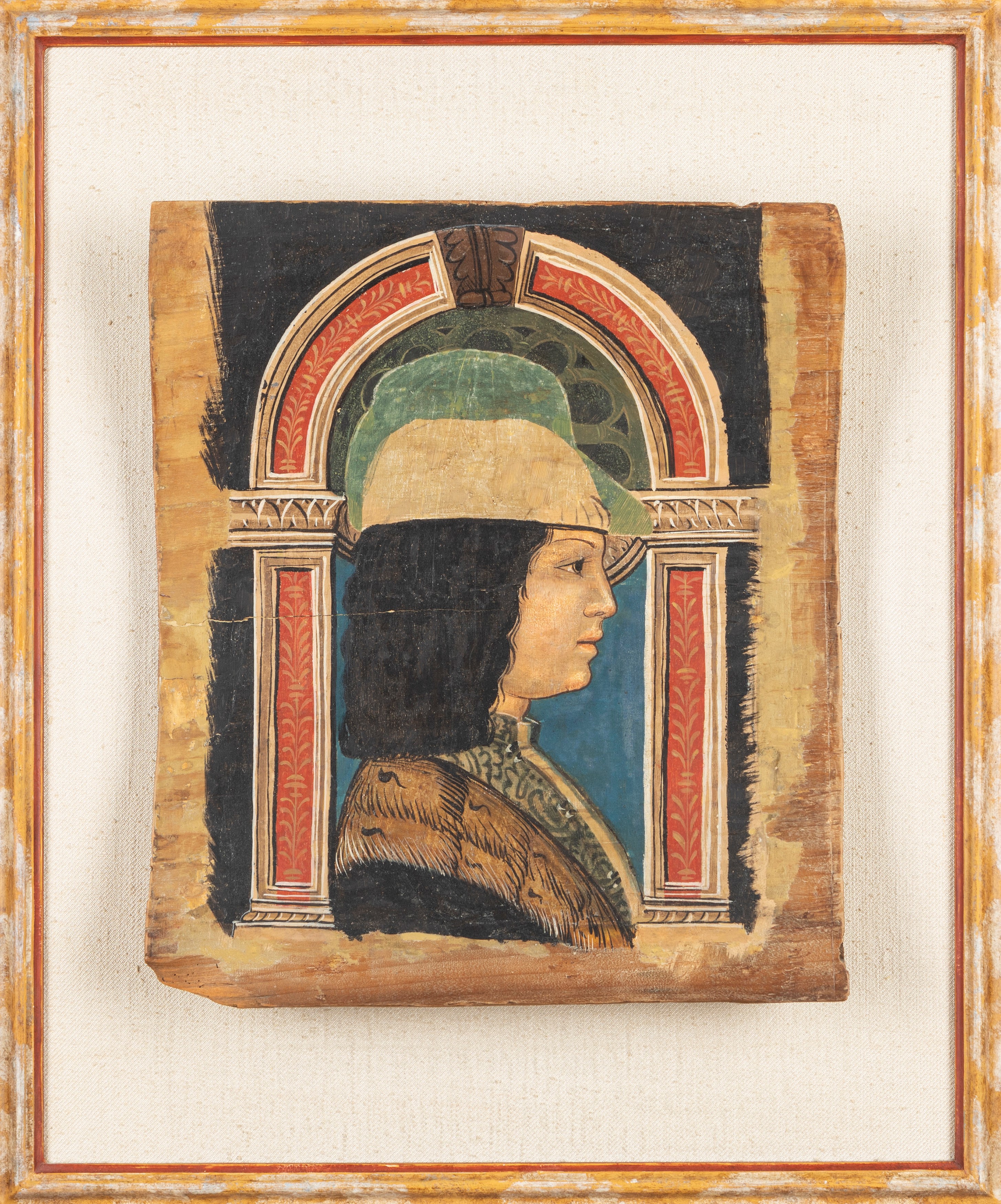 Scuola Cremonese, Secolo XVI - Ritratto di gentiluomo di profilo e gentildonna di profilo, coppia...