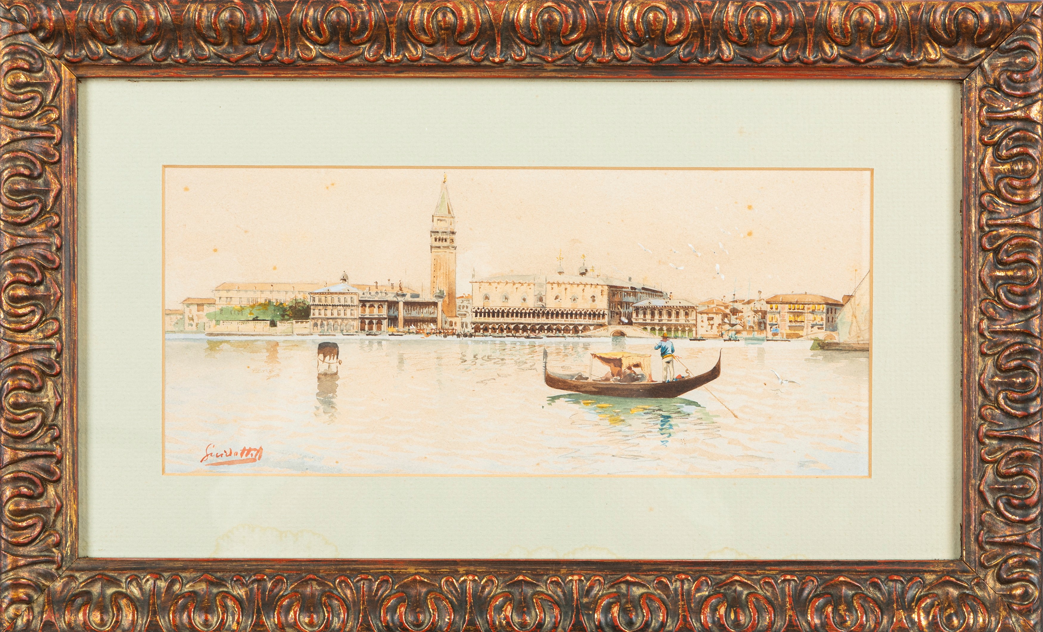 Antonio Guidotti - Venezia, bacino di San Marco, acquerello su carta